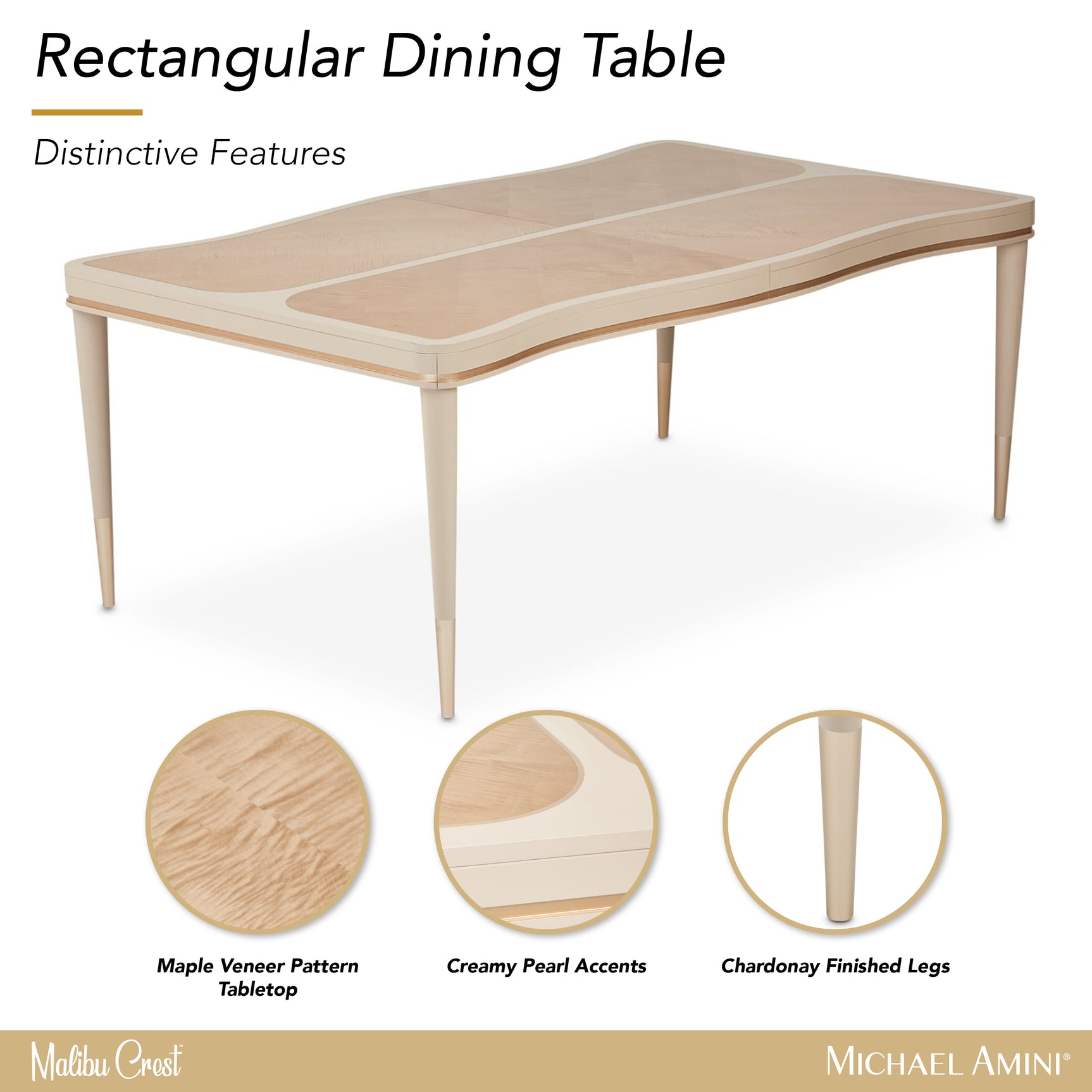 Malibu Crest Blush Rectangular Dining Table - Ornate Home