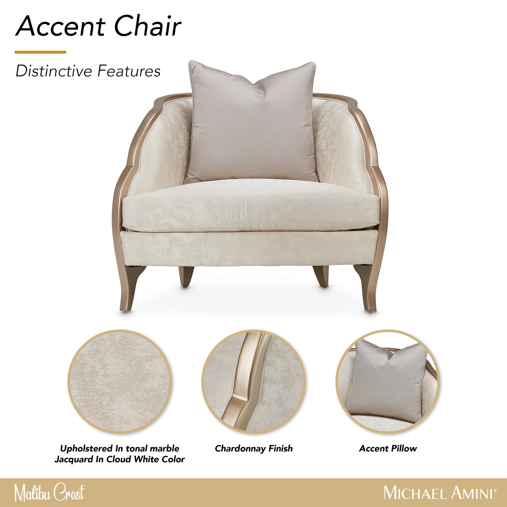Malibu Crest Chardonnay/Cloud White Chair - Ornate Home