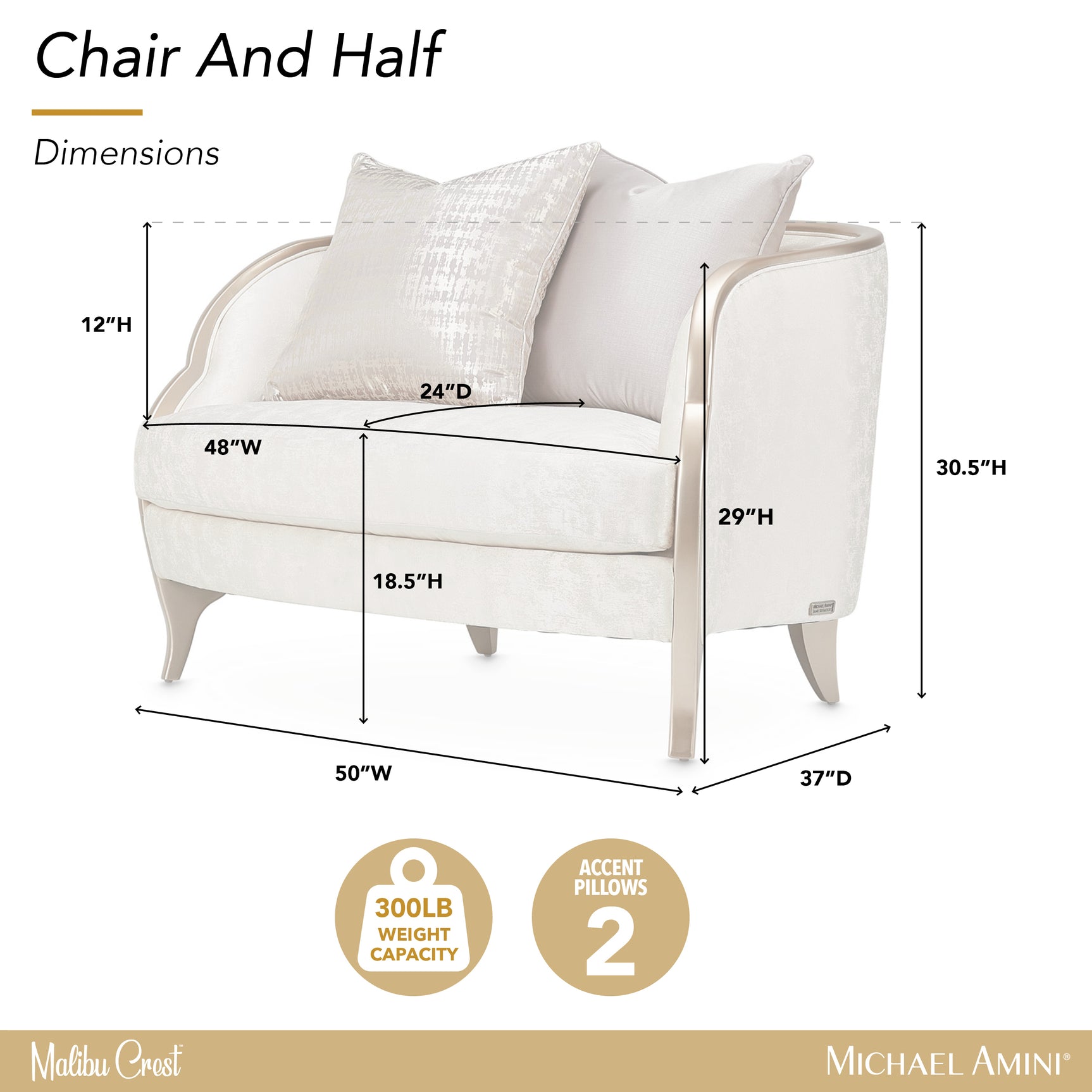 Malibu Crest Chardonnay/Cloud White Chair and Half - Ornate Home