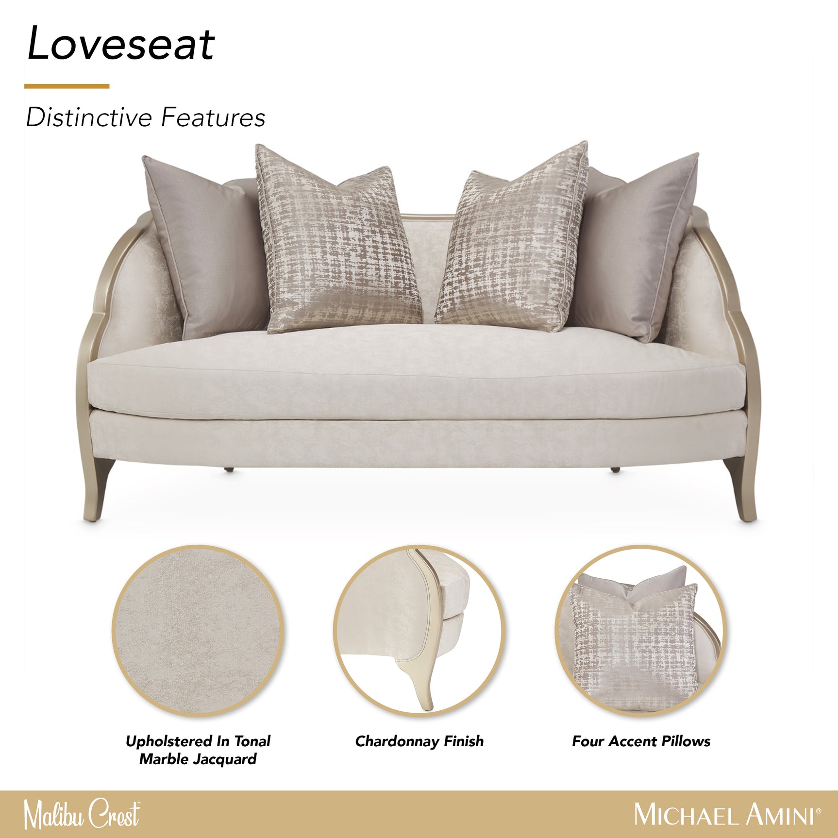 Malibu Crest Chardonnay/Cloud White Loveseat - Ornate Home