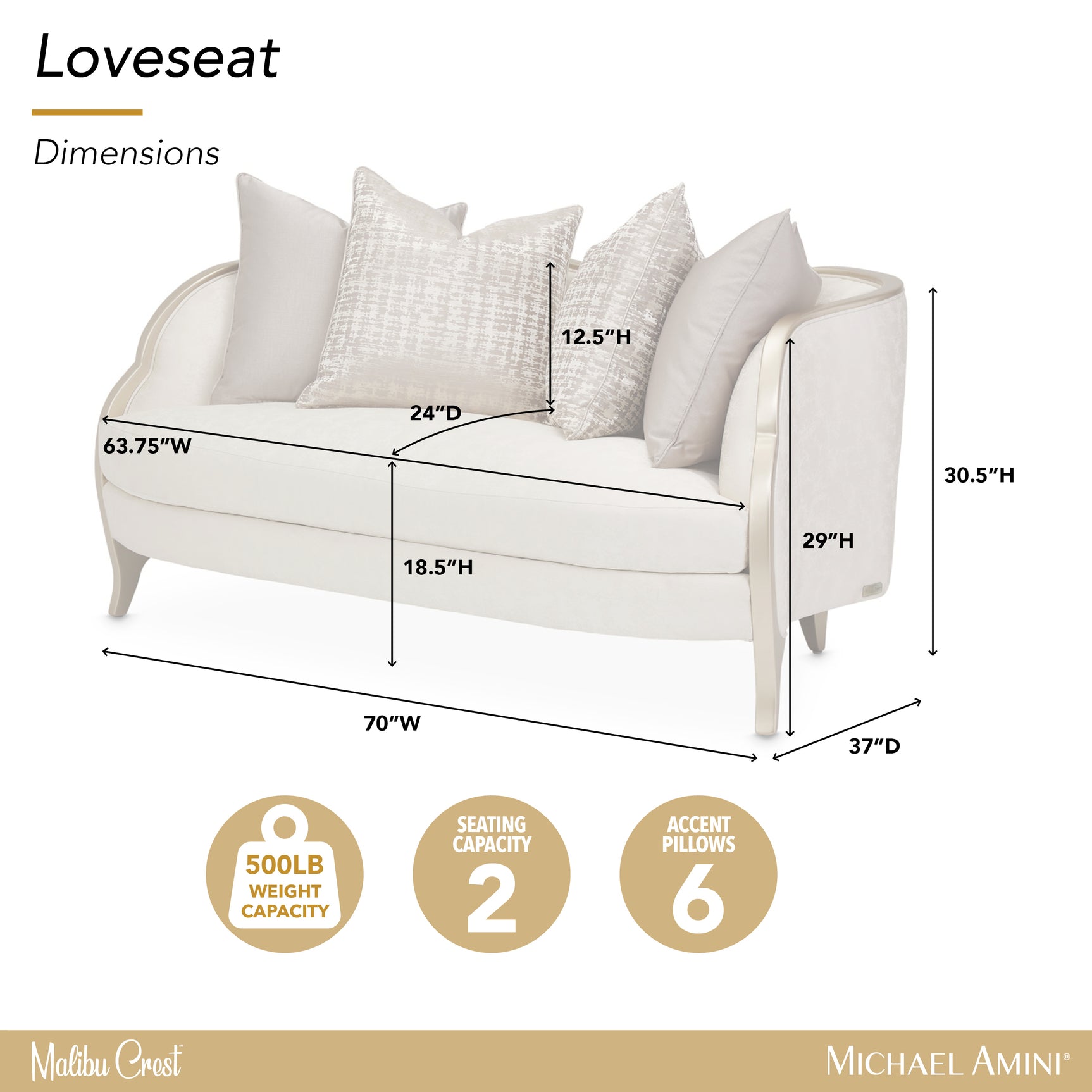 Malibu Crest Chardonnay/Cloud White Loveseat - Ornate Home