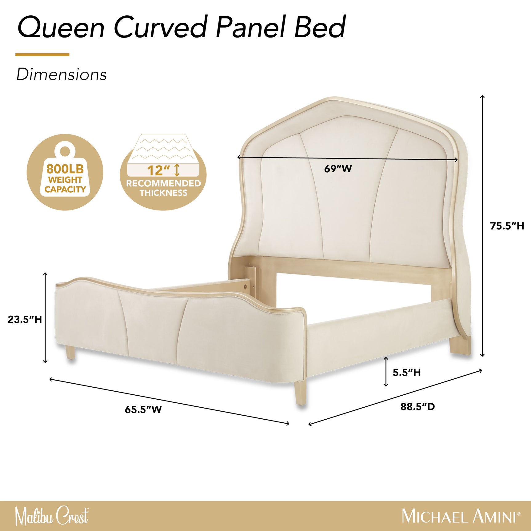 Malibu Crest Chardonnay/Doeskin Curved Panel Bed - Ornate Home