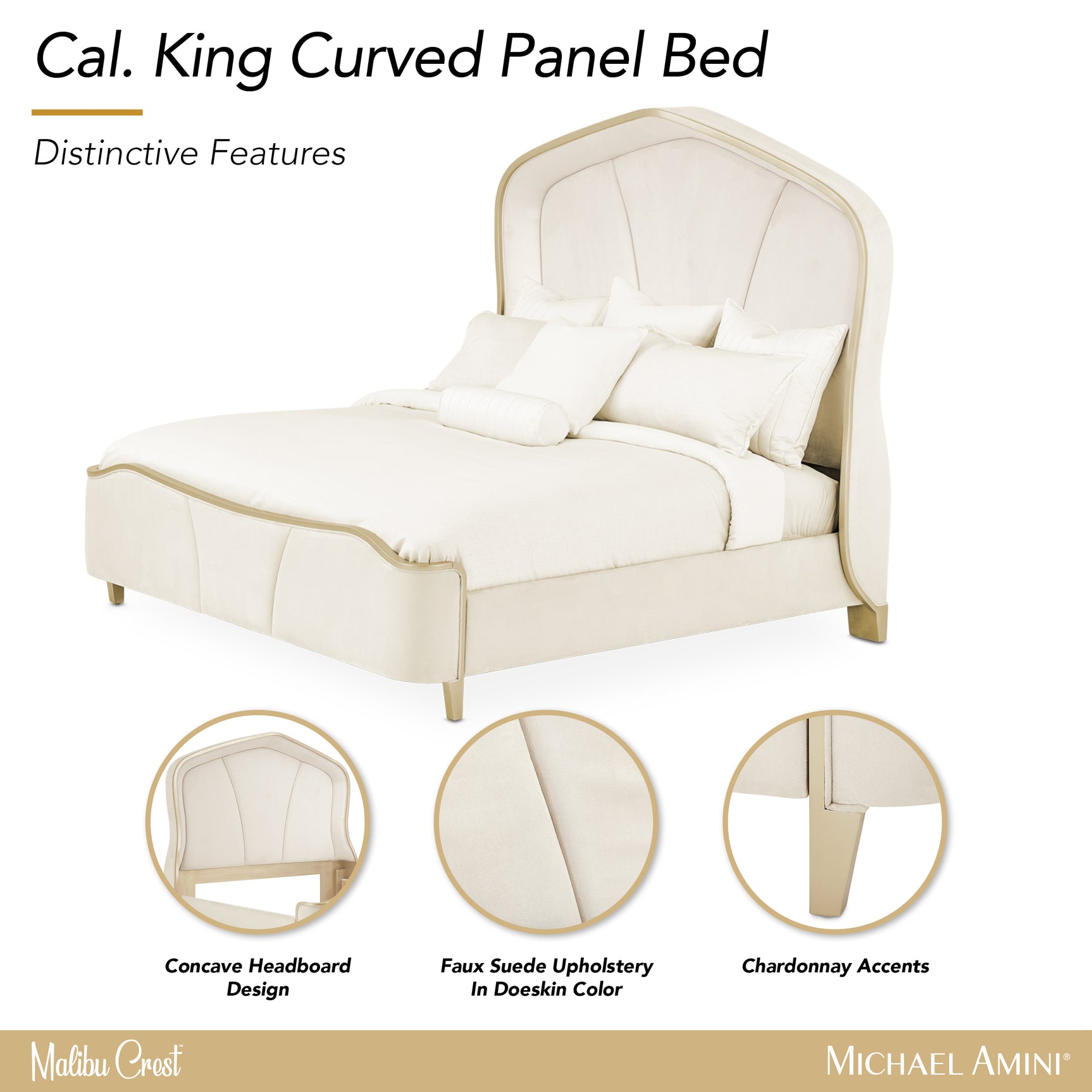 Malibu Crest Chardonnay/Doeskin Curved Panel Bed - Ornate Home