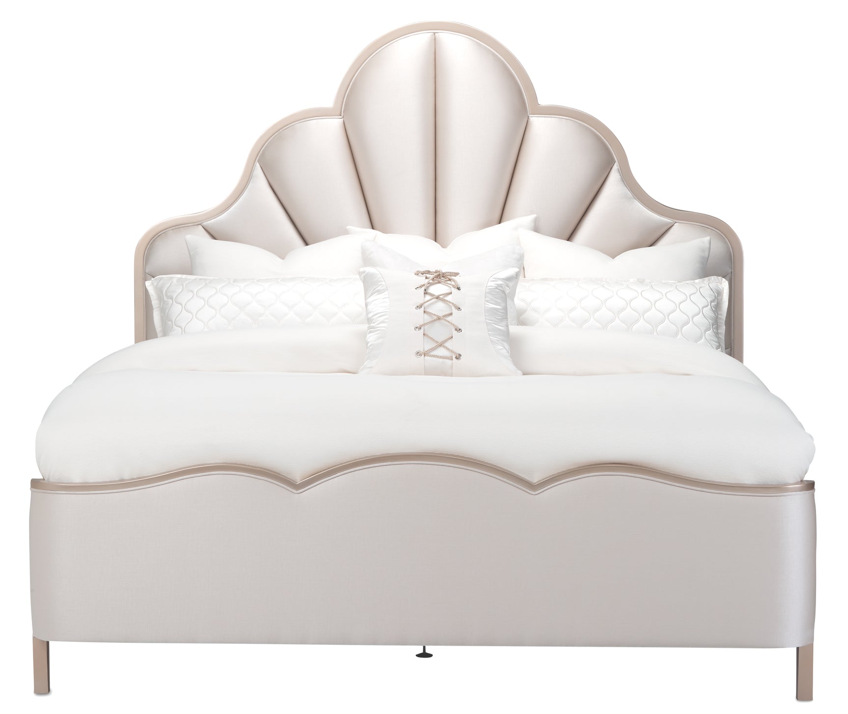 Malibu Crest Chardonnay/Porcelain Scalloped Panel Bed - Ornate Home