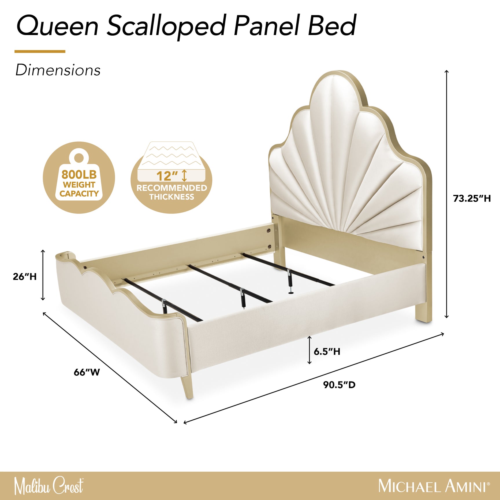 Malibu Crest Chardonnay/Porcelain Scalloped Panel Bed - Ornate Home