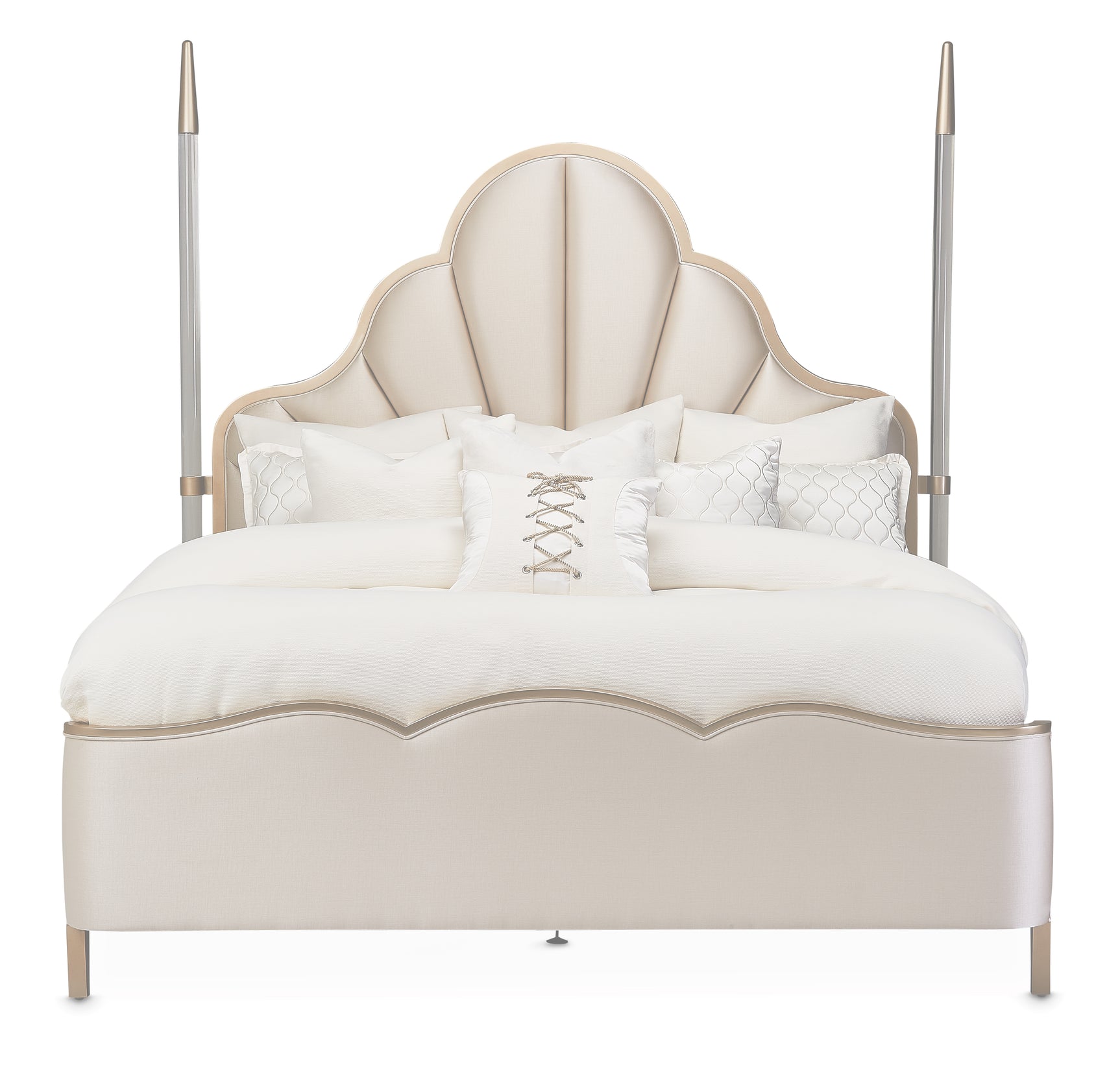 Malibu Crest Chardonnay/Porcelain Scalloped Poster Bed - Ornate Home
