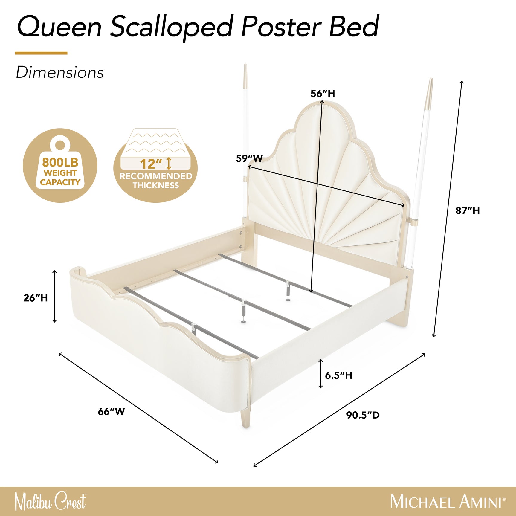 Malibu Crest Chardonnay/Porcelain Scalloped Poster Bed - Ornate Home