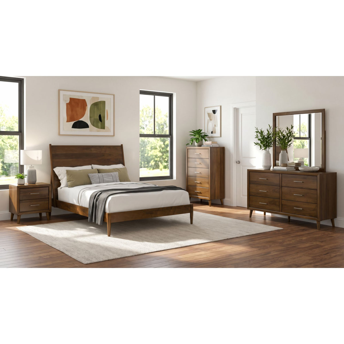 Malibu Walnut Queen Panel Bed