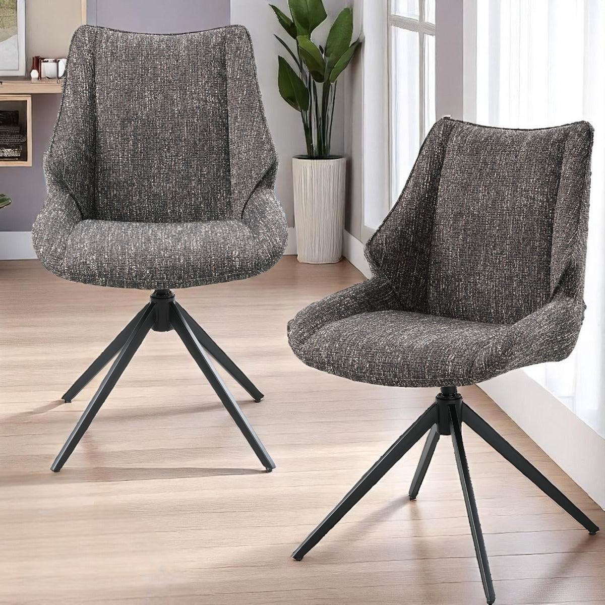 Malika Brown Swivel Side Chair (Set of 2) - Ornate Home
