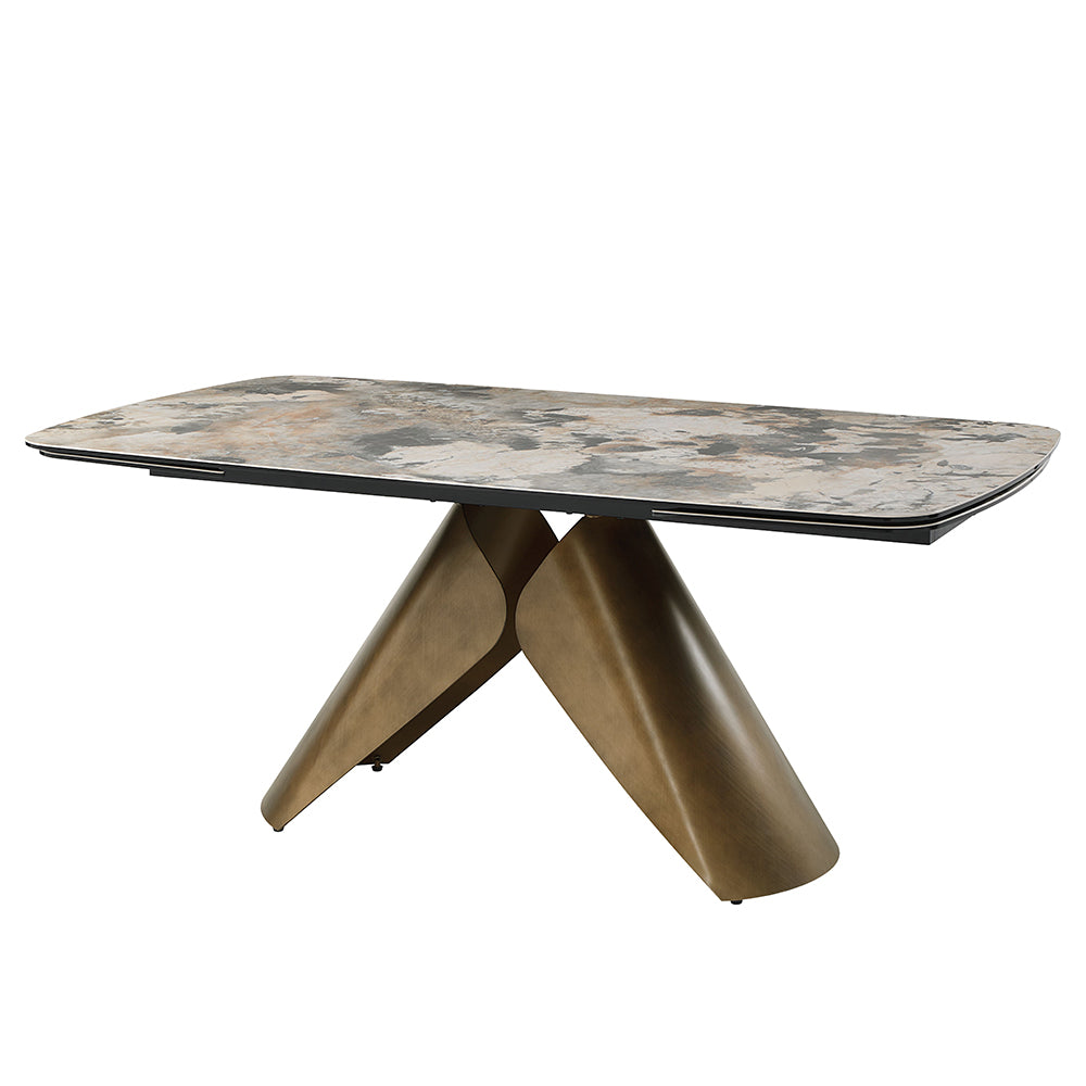 Malika Ceramic Top/Copper Cross Brushed Dining Table - Ornate Home