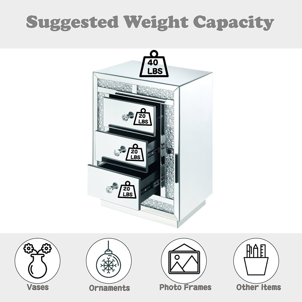 Mallika Mirrored & Faux Crystals Accent Table - Ornate Home