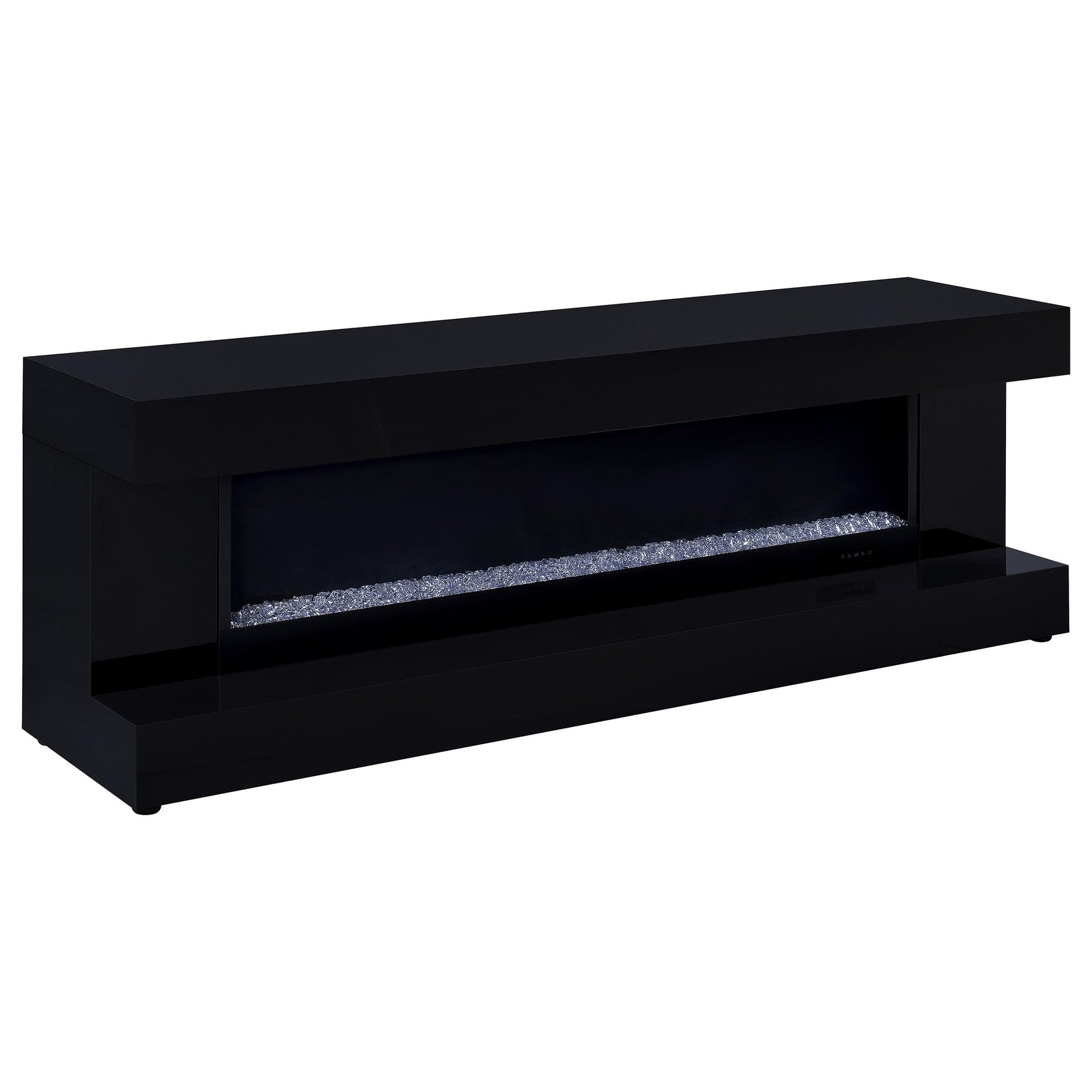 Mallory Black High Gloss TV Stand Fireplace Console Bluetooth Speaker - Ornate Home