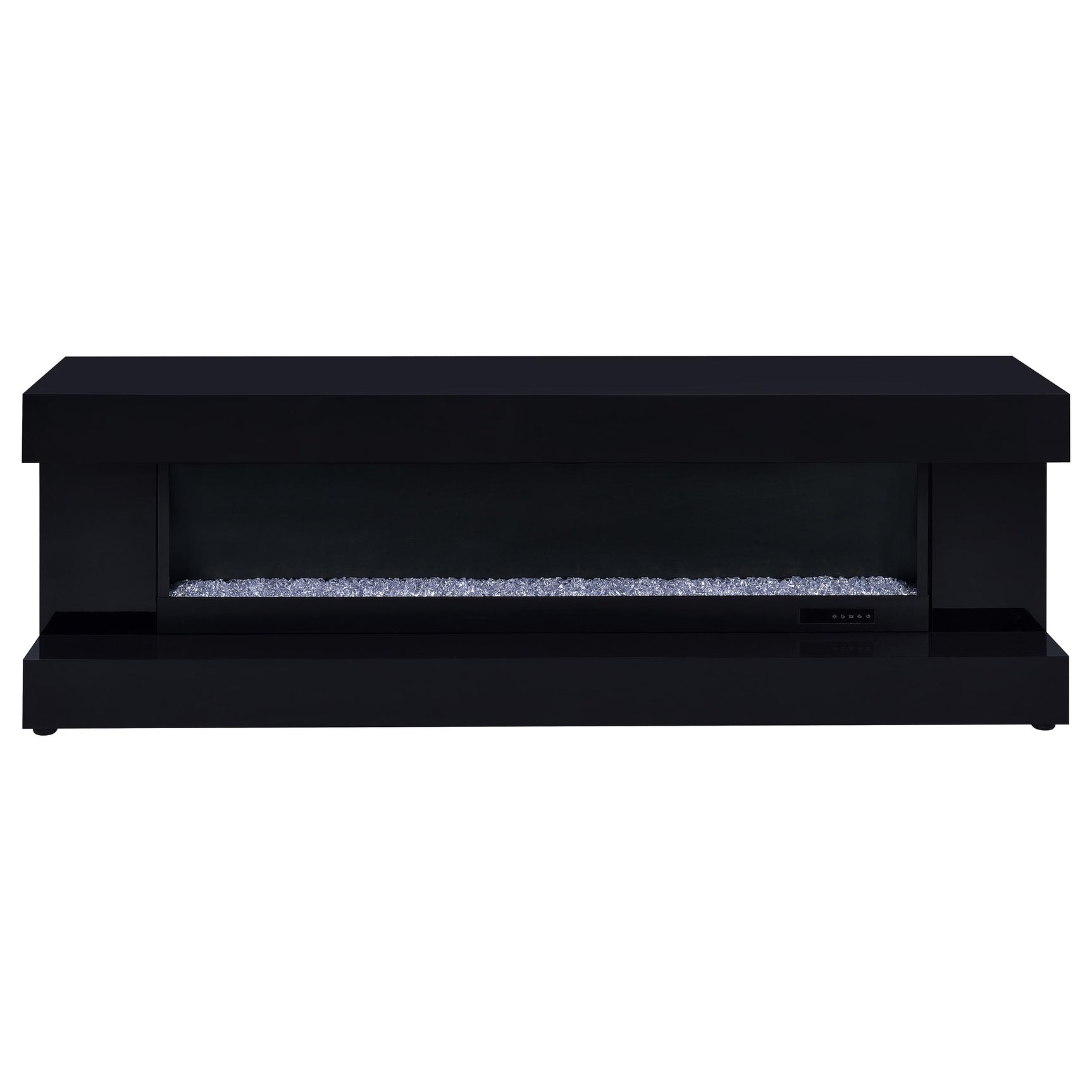 Mallory Black High Gloss TV Stand Fireplace Console Bluetooth Speaker - Ornate Home