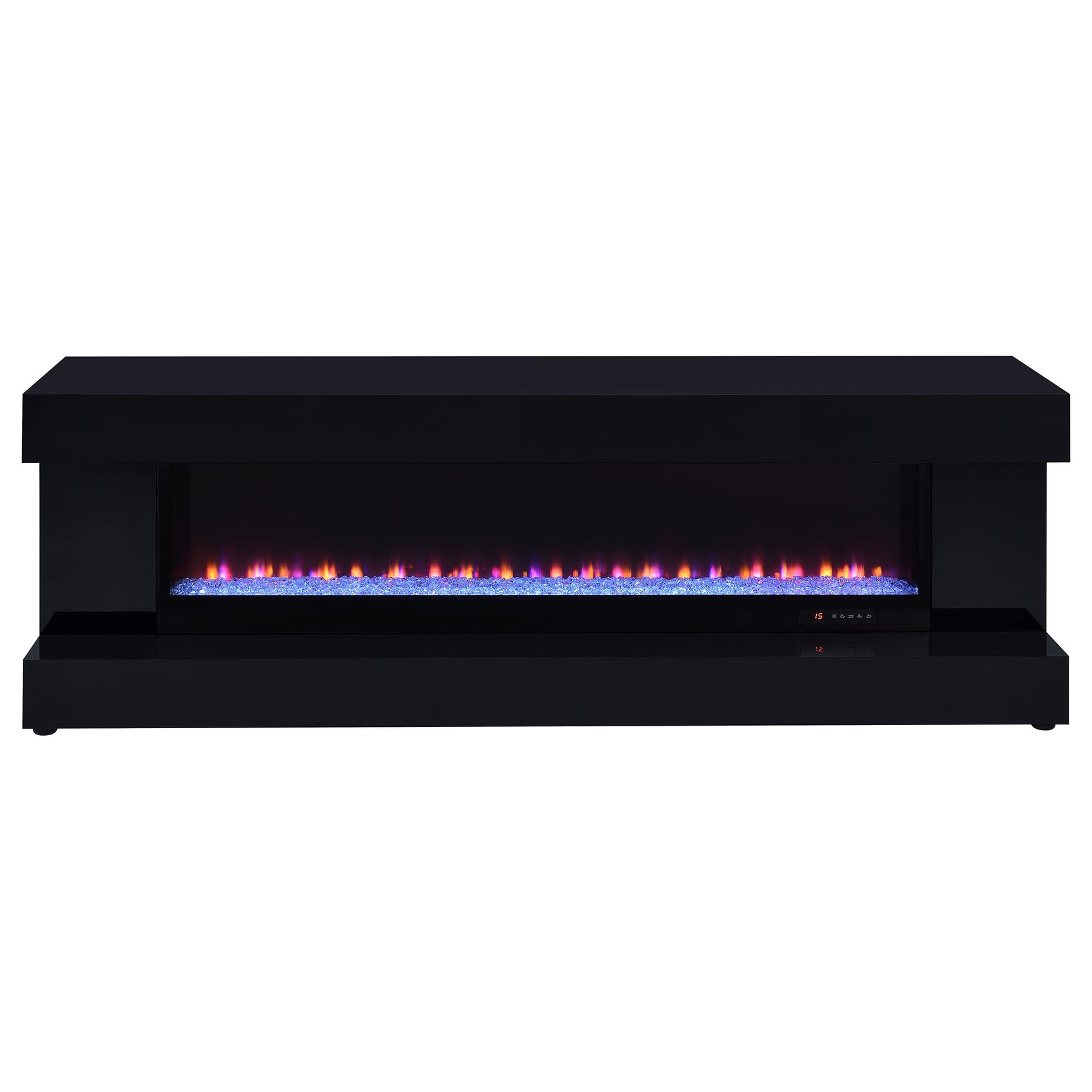 Mallory Black High Gloss TV Stand Fireplace Console Bluetooth Speaker - Ornate Home