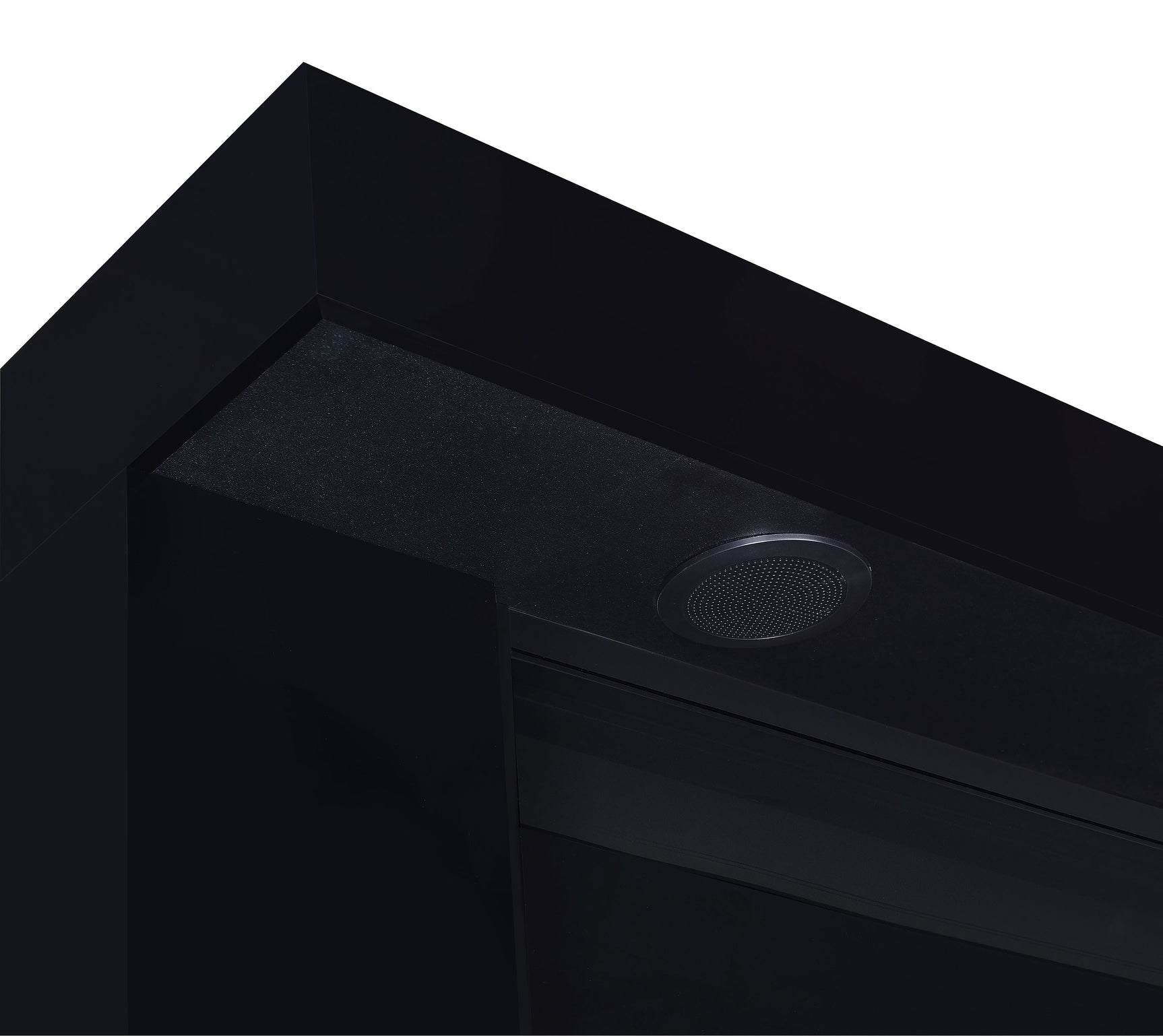 Mallory Black High Gloss TV Stand Fireplace Console Bluetooth Speaker - Ornate Home