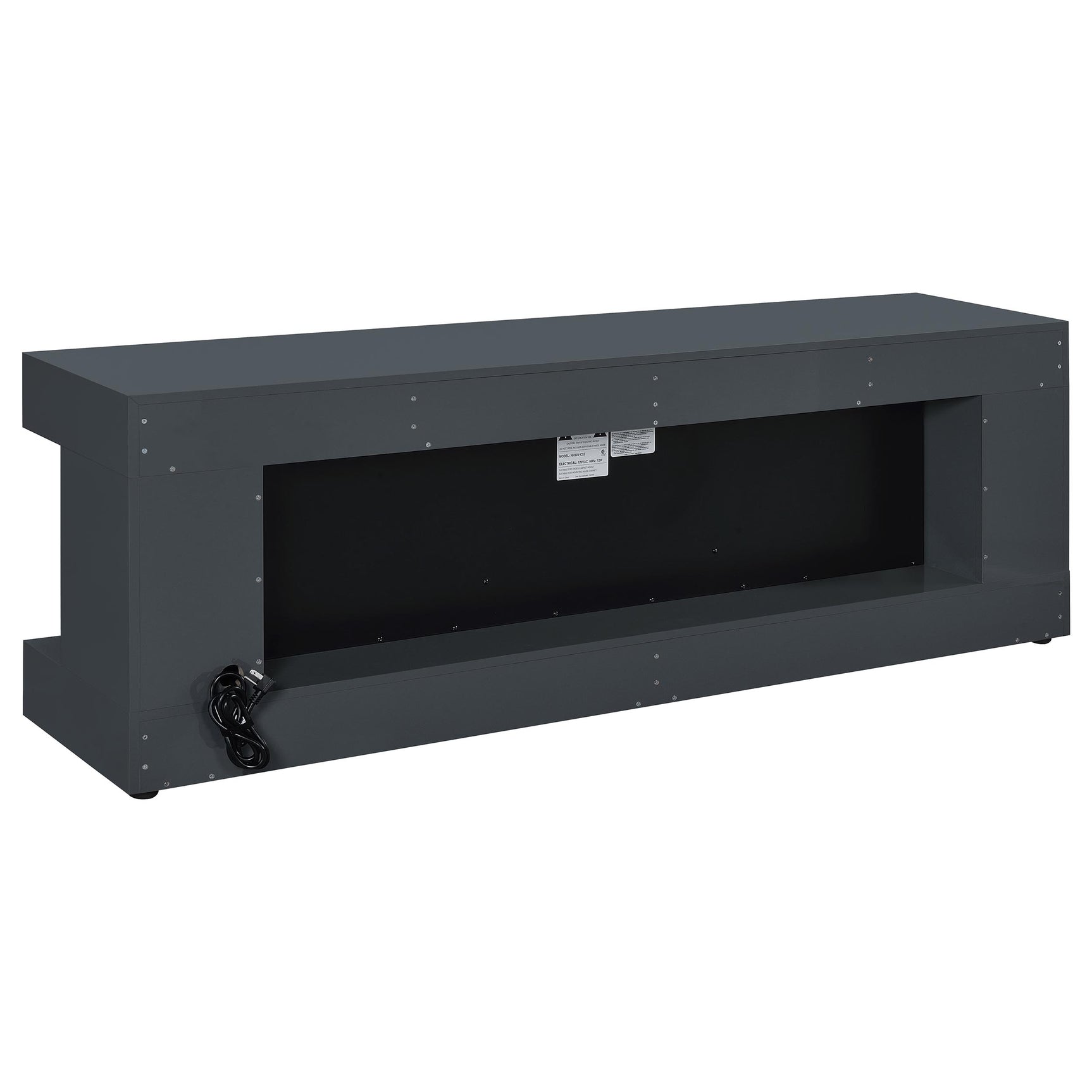Mallory Grey High Gloss TV Stand Fireplace Console Bluetooth Speaker - Ornate Home