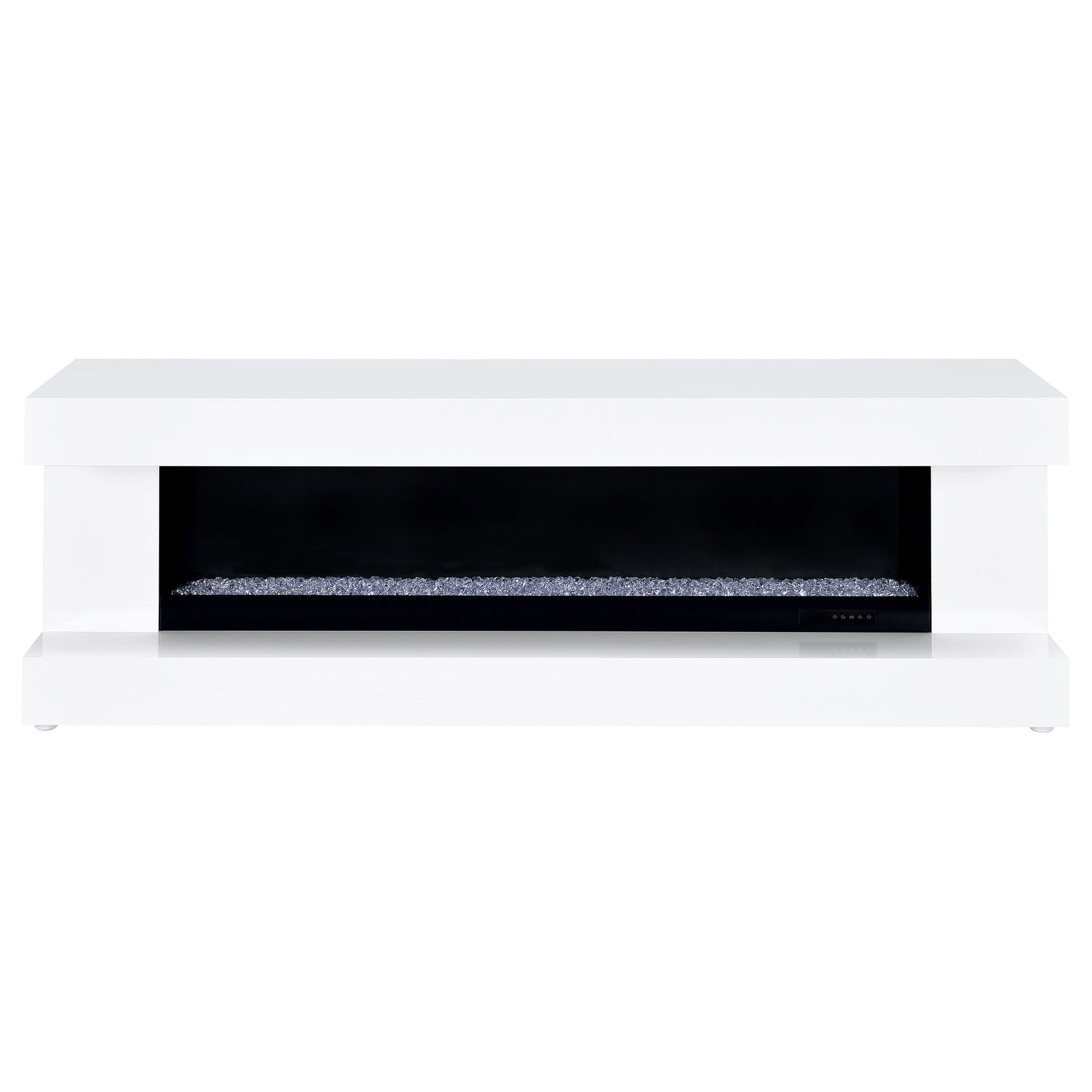 Mallory White High Gloss TV Stand Fireplace Console Bluetooth Speaker - Ornate Home