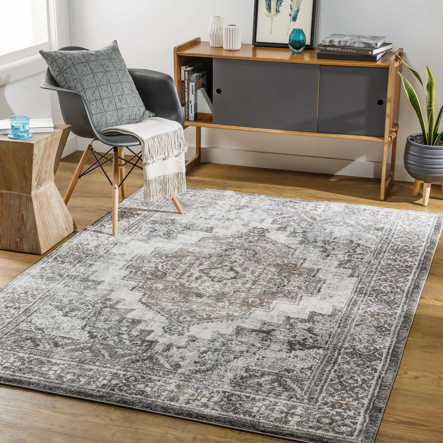 Manaring Charcoal Luxe Thick Area Rug - Clearance - Ornate Home