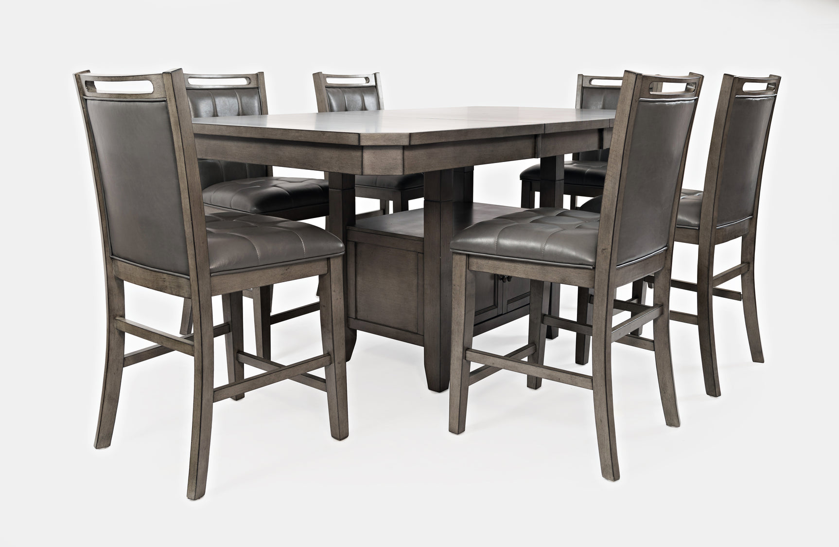 Manchester Grey High/Low Rect. Counter Dining Table w/ 6 Stools - Ornate Home