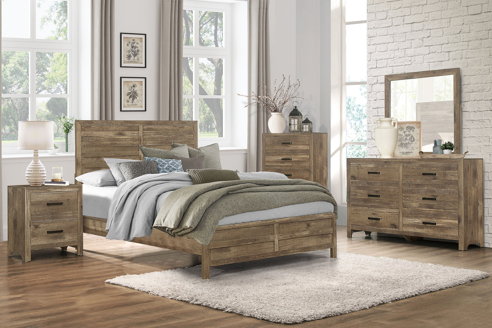 Mandan Weathered Pine Eastern King Bed - Ornate Home
