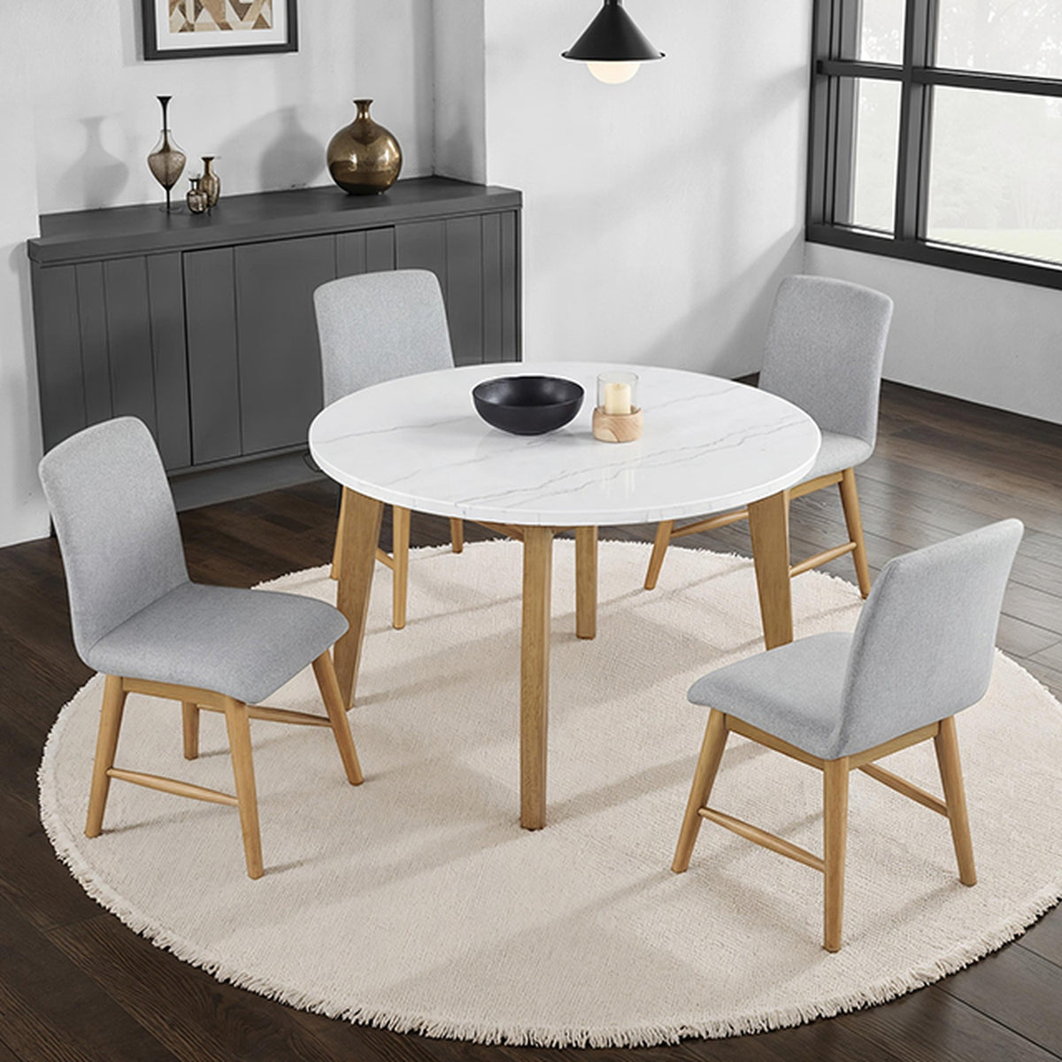 Mandier Natural 5 Pc. Round Dining Table Set - Ornate Home