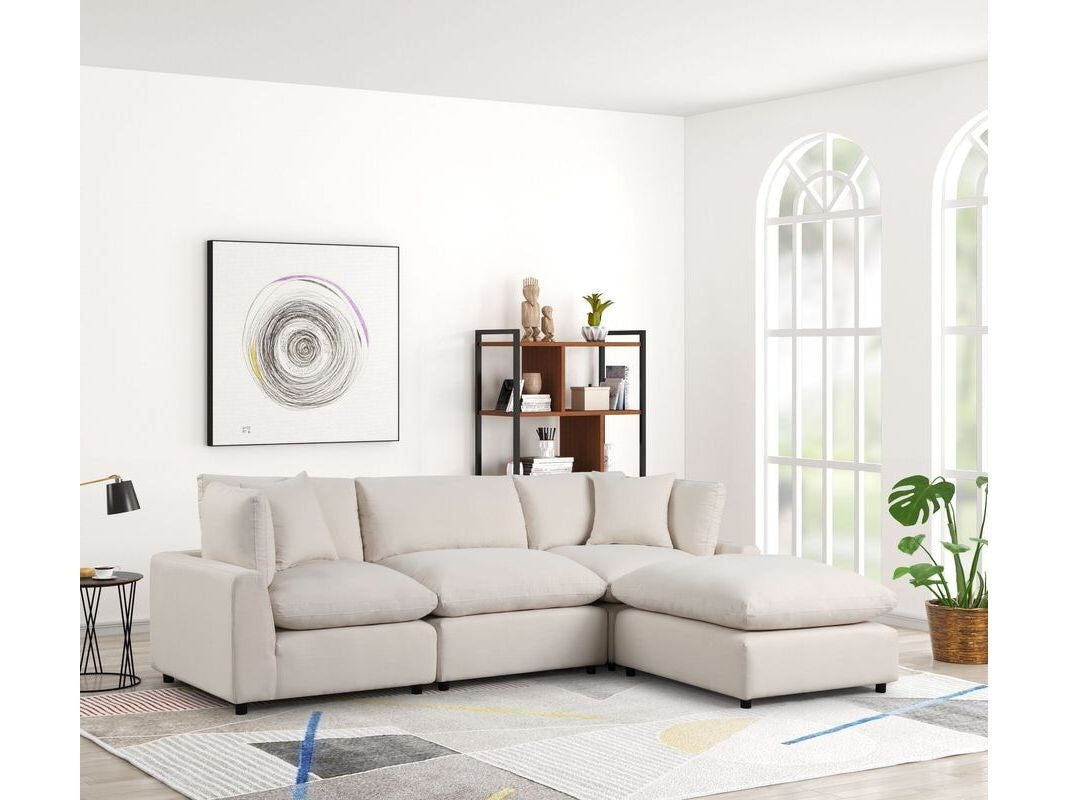 Manhattan Sand Linen Modular Sectional / 4pc - Cloud II - Ornate Home