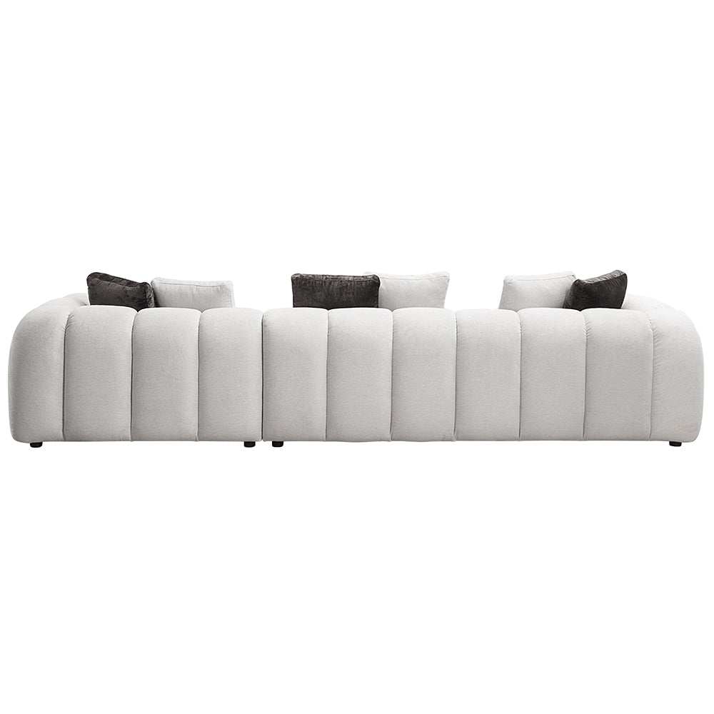 Manilla Ivory White Linen Sectional Sofa w/8 Pillows - Ornate Home