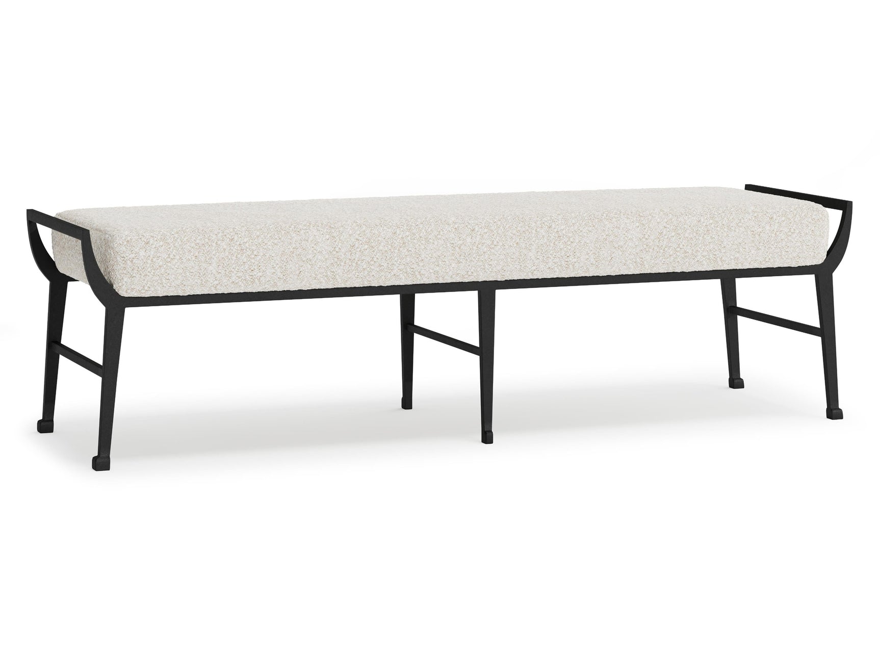 Mansfield White/Cream/Black Fabric Bench - Ornate Home