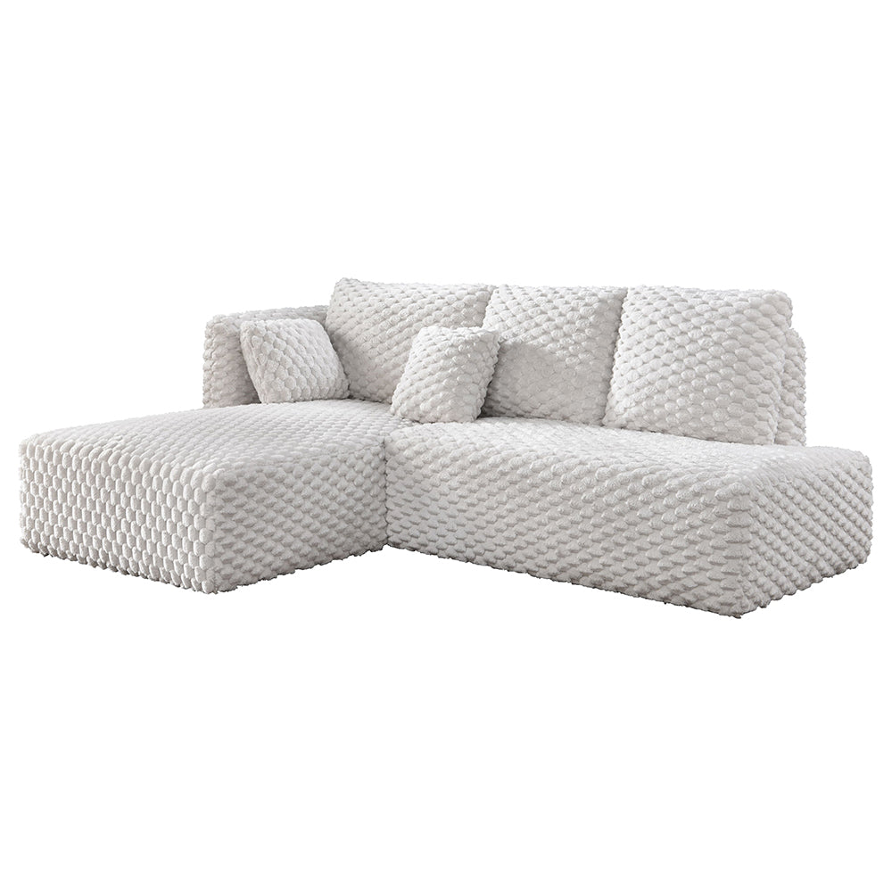 Manya Ivory Corduroy Sectional Sofa - Ornate Home