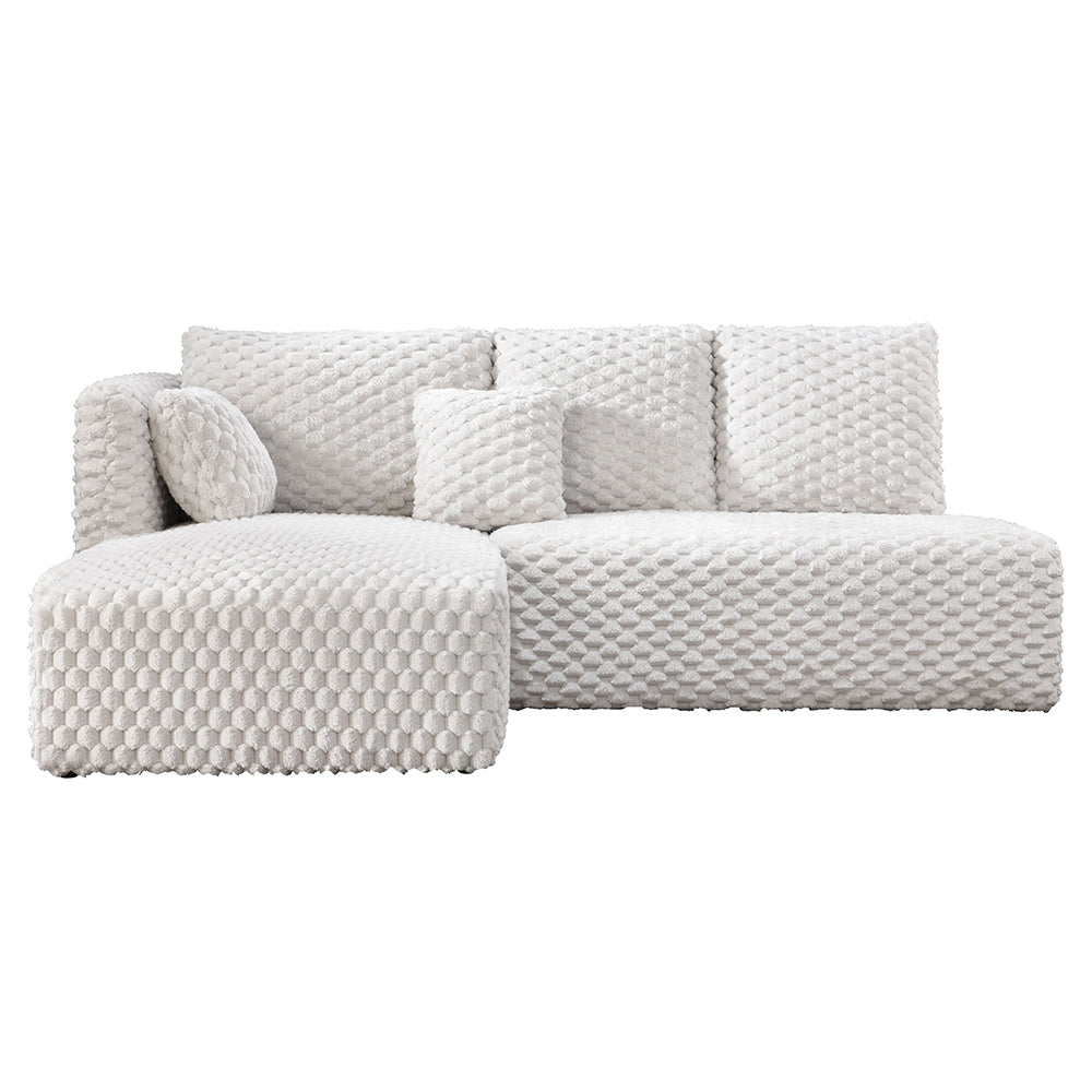 Manya Ivory Corduroy Sectional Sofa - Ornate Home