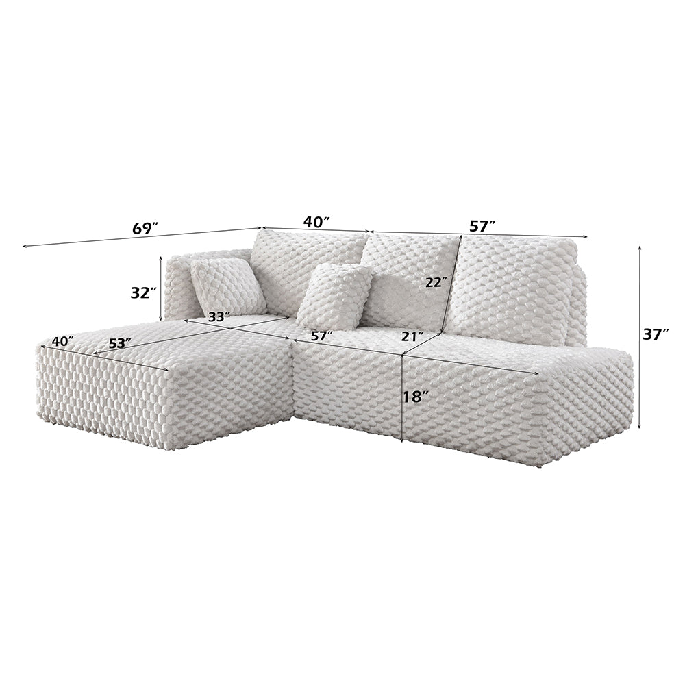 Manya Ivory Corduroy Sectional Sofa - Ornate Home