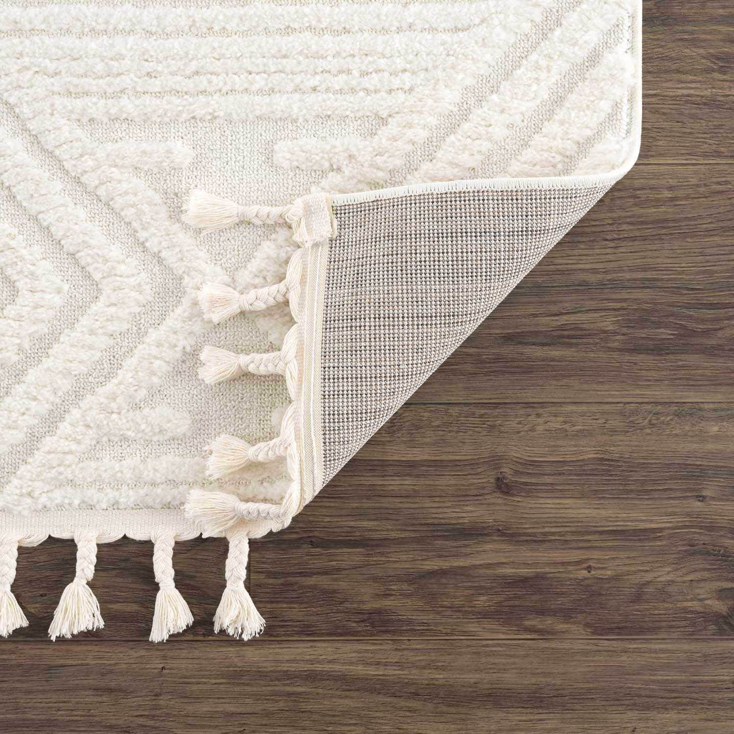 Manyas 3D Bone Area Rug with Tassels - Clearance - Ornate Home