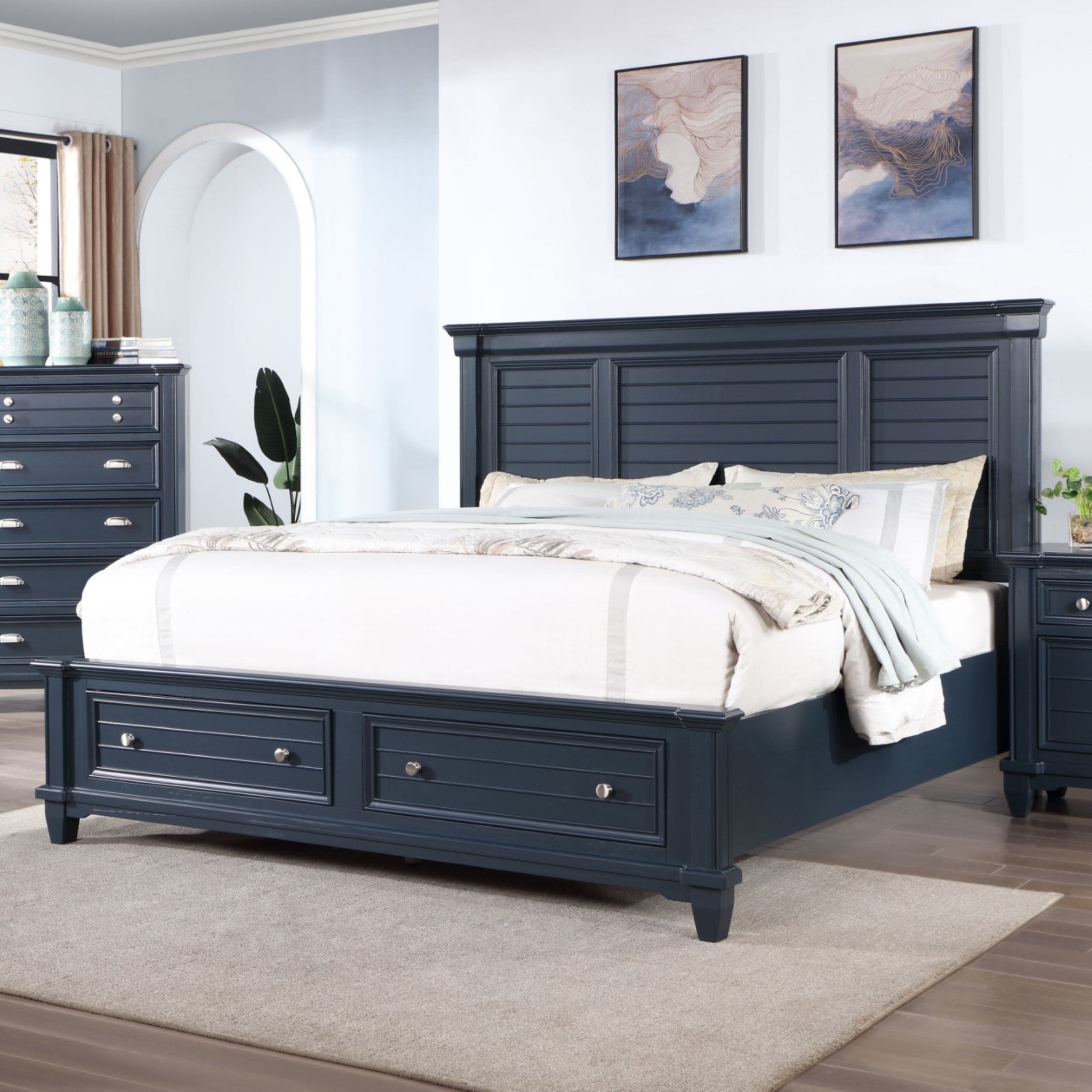 Manzanillo Slate Blue 4 Pc. Queen Bedroom Set - Ornate Home