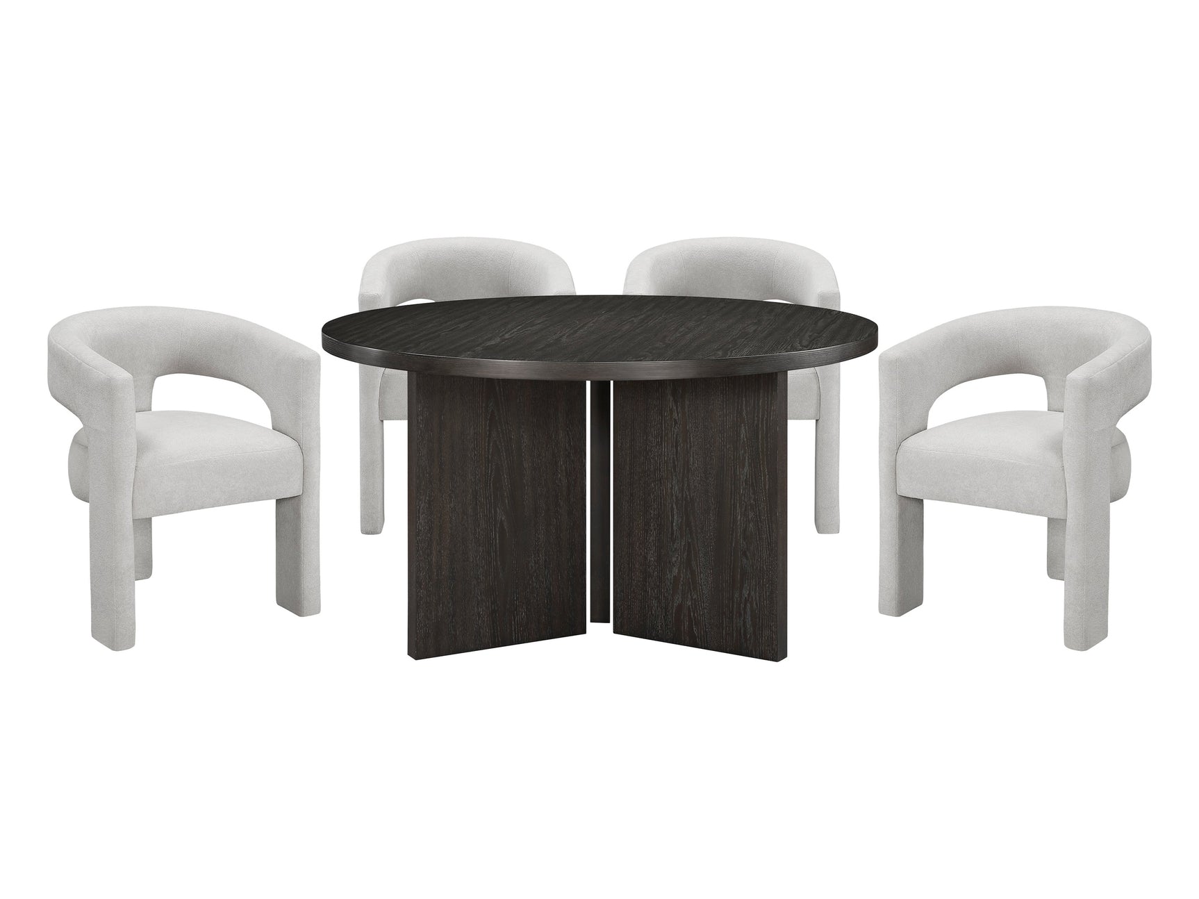 Marais Ebony/Light Gray 5-Piece Round Dining Table Set - Ornate Home