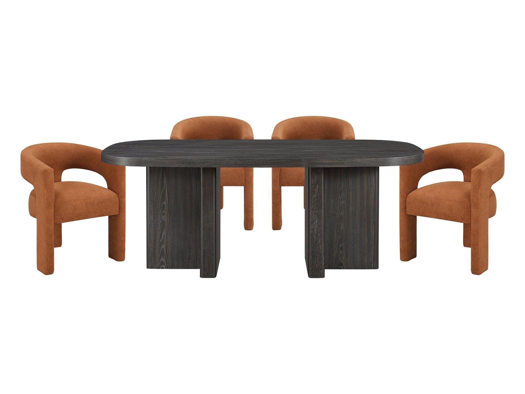 Marais Ebony/Orange 5-Piece Dining Table Set - Ornate Home