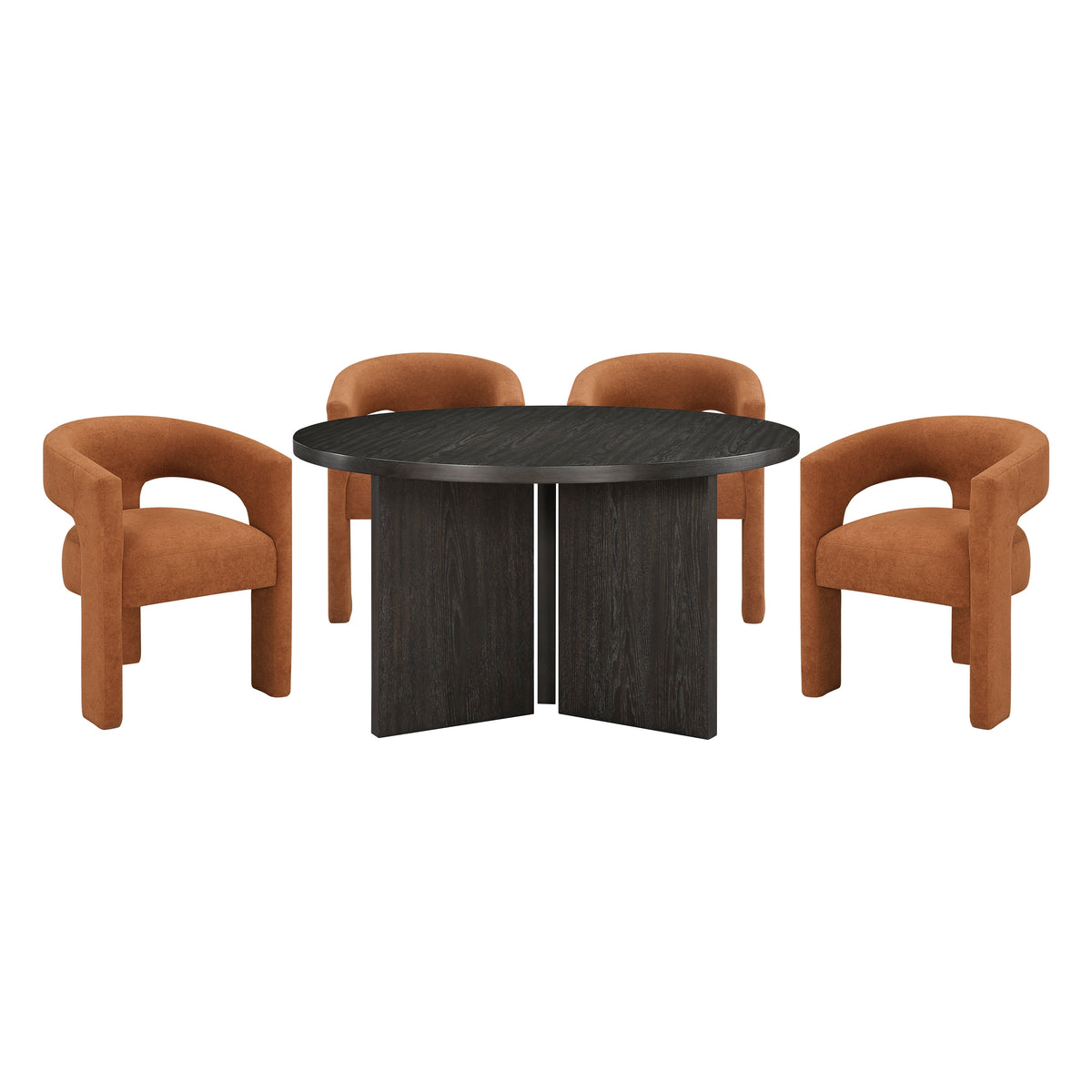 Marais Ebony & Orange 5pc Dining Set - Ornate Home