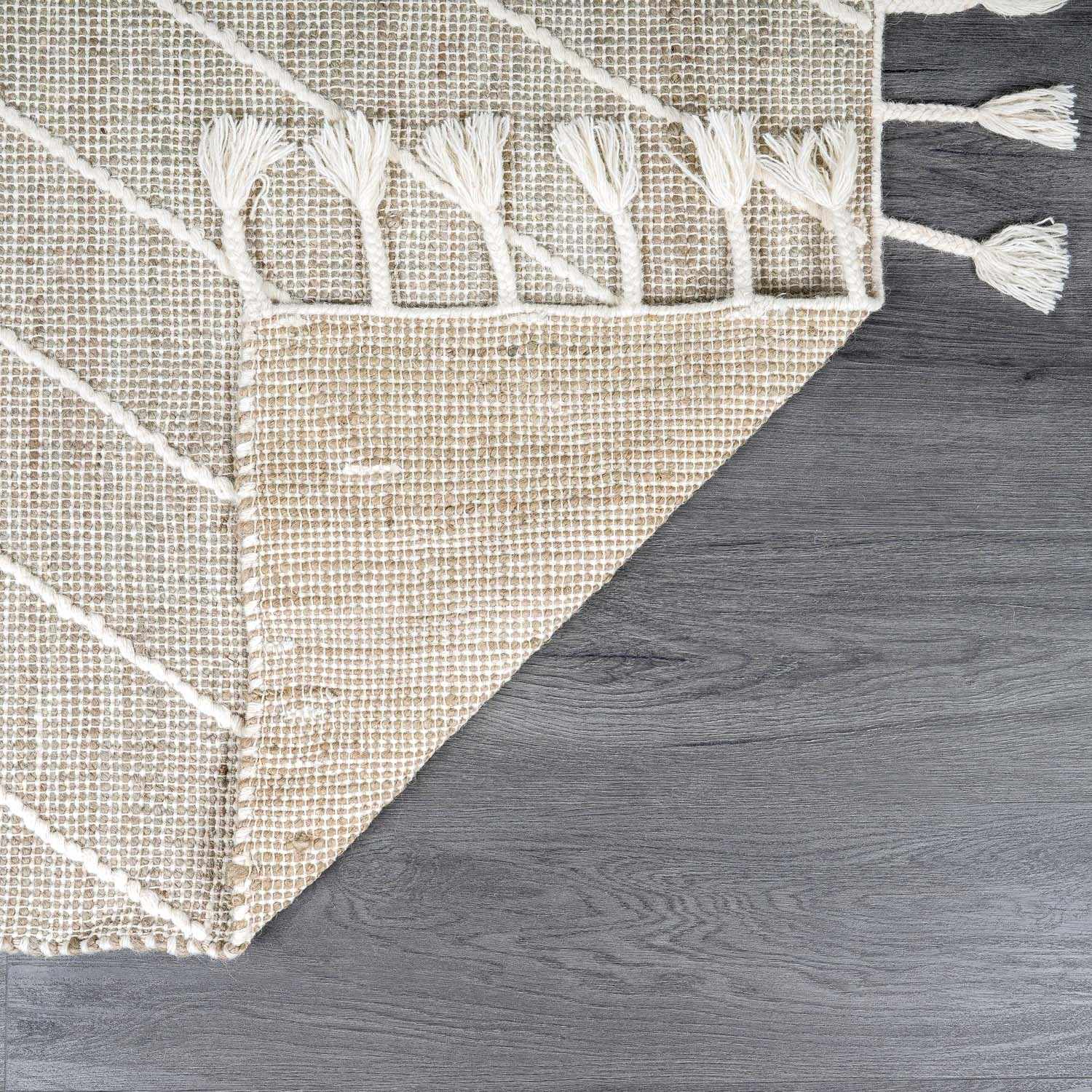 Marbletown Jute&Wool Blend Rug with Tassels - Clearance - Ornate Home