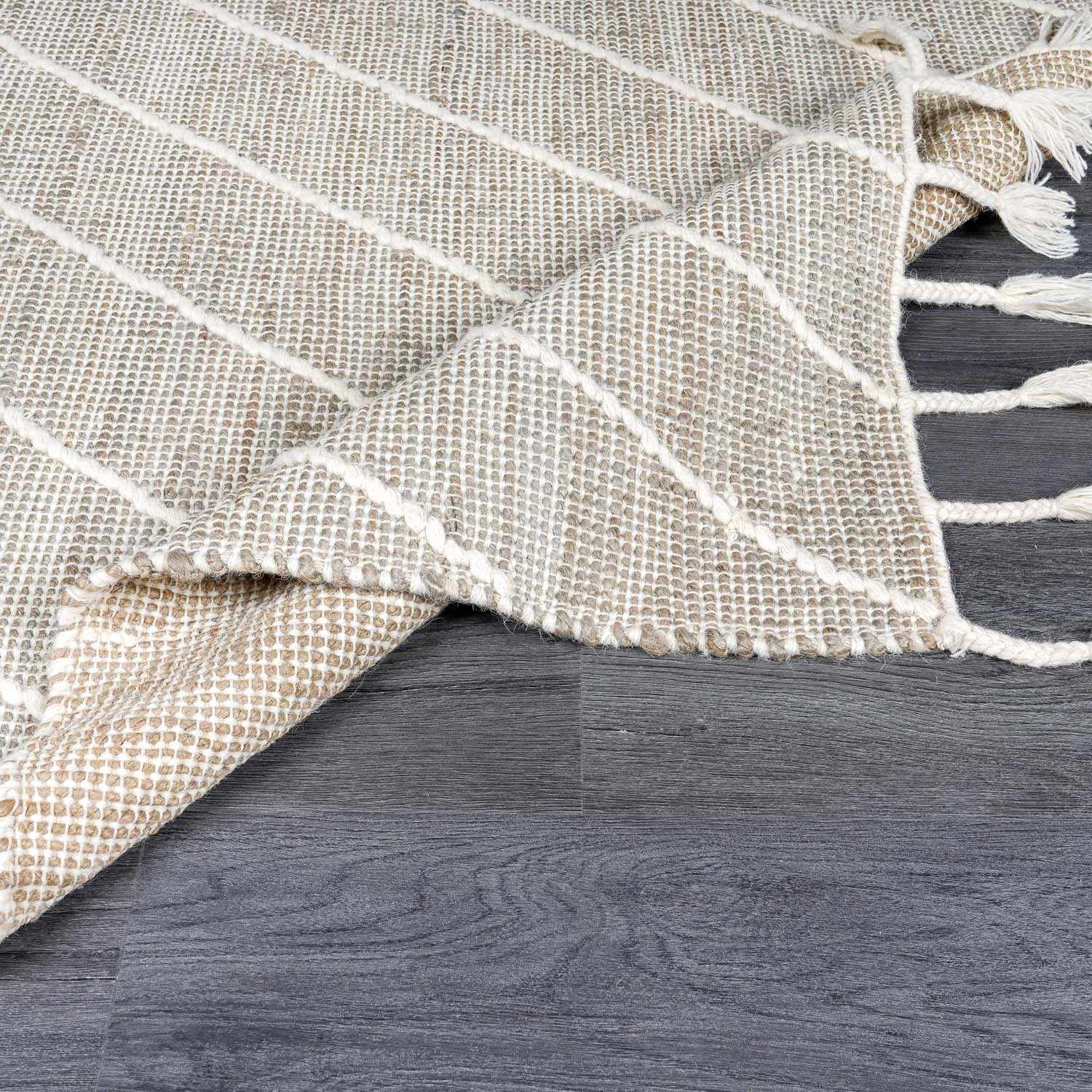 Marbletown Jute&Wool Blend Rug with Tassels - Clearance - Ornate Home