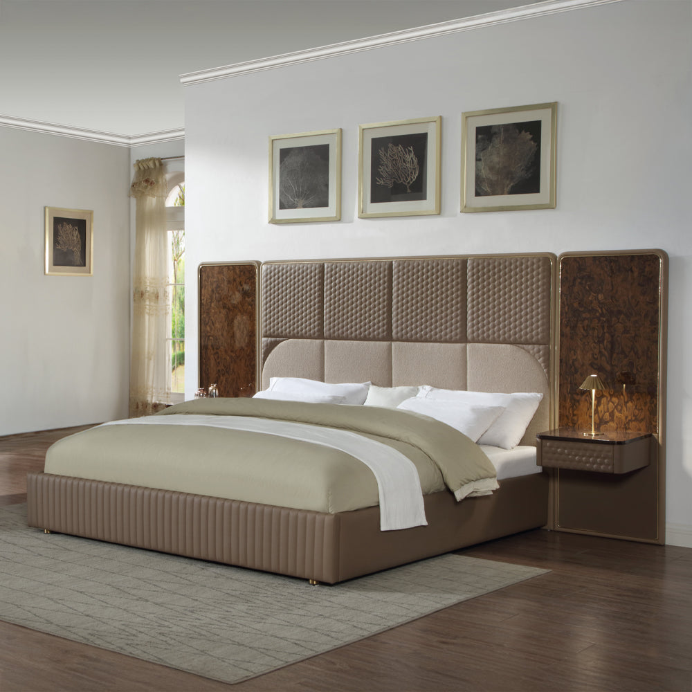 Marcelino Brown/Beige Eastern King Bed - Ornate Home