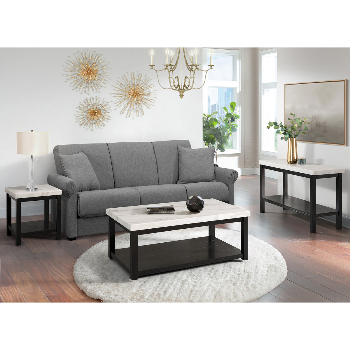Marcello White End Table - Ornate Home