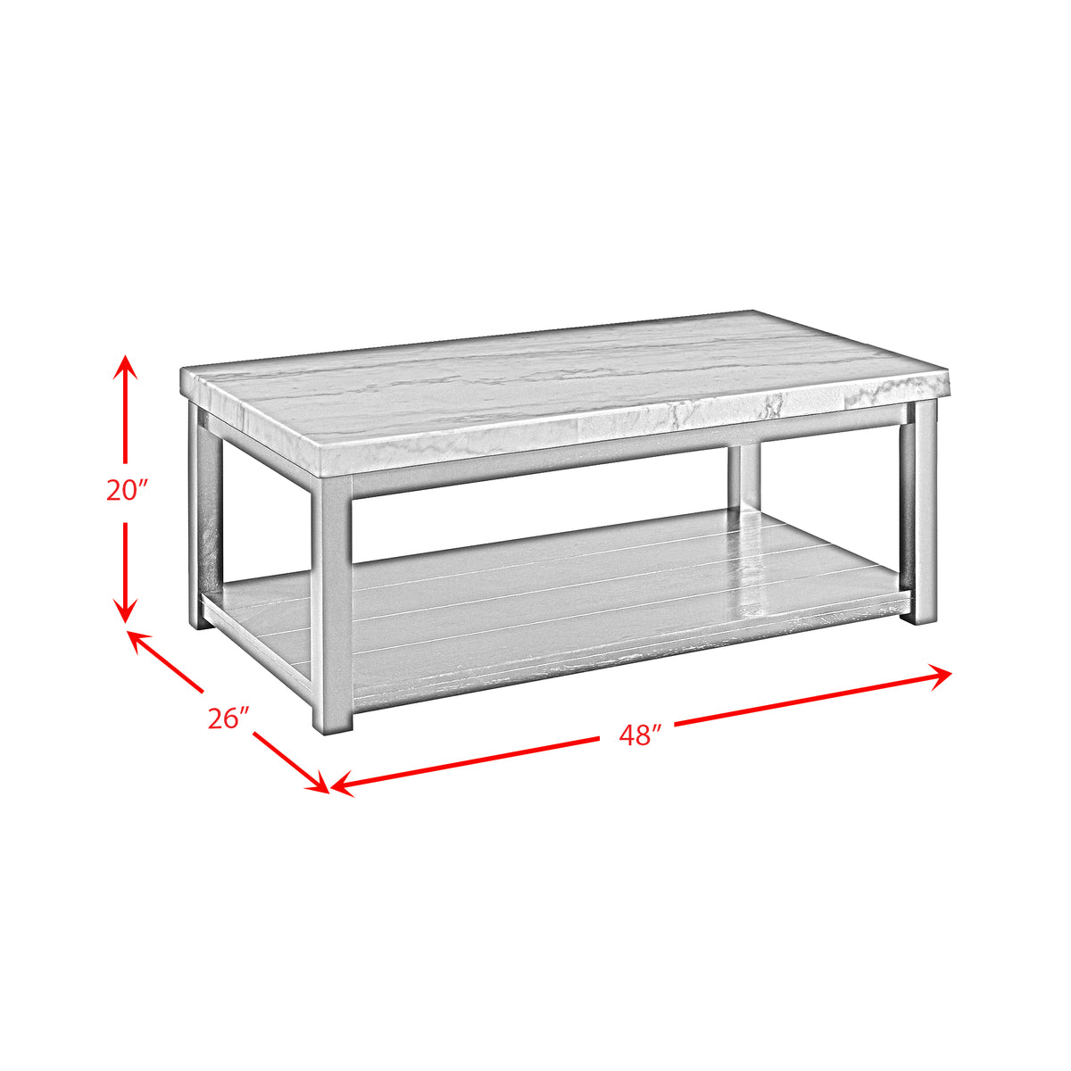 Marcello White Rectangular Coffee Table with Casters - Ornate Home