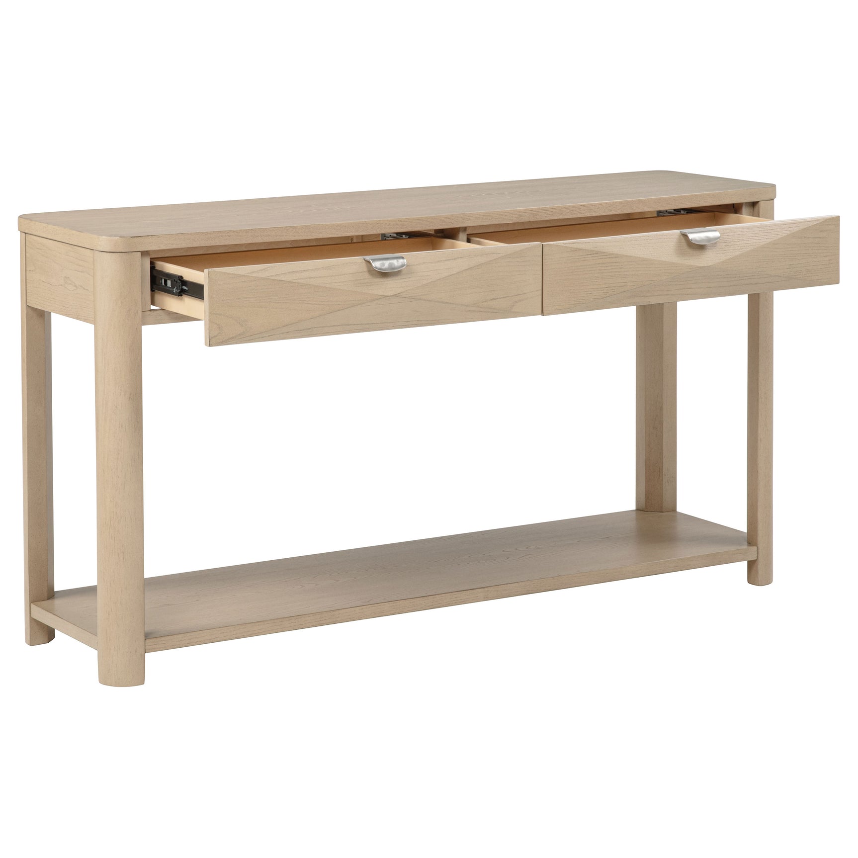 Marcelo Light Elm Sofa Console Table with 2 Drawers and Shelf - Ornate Home