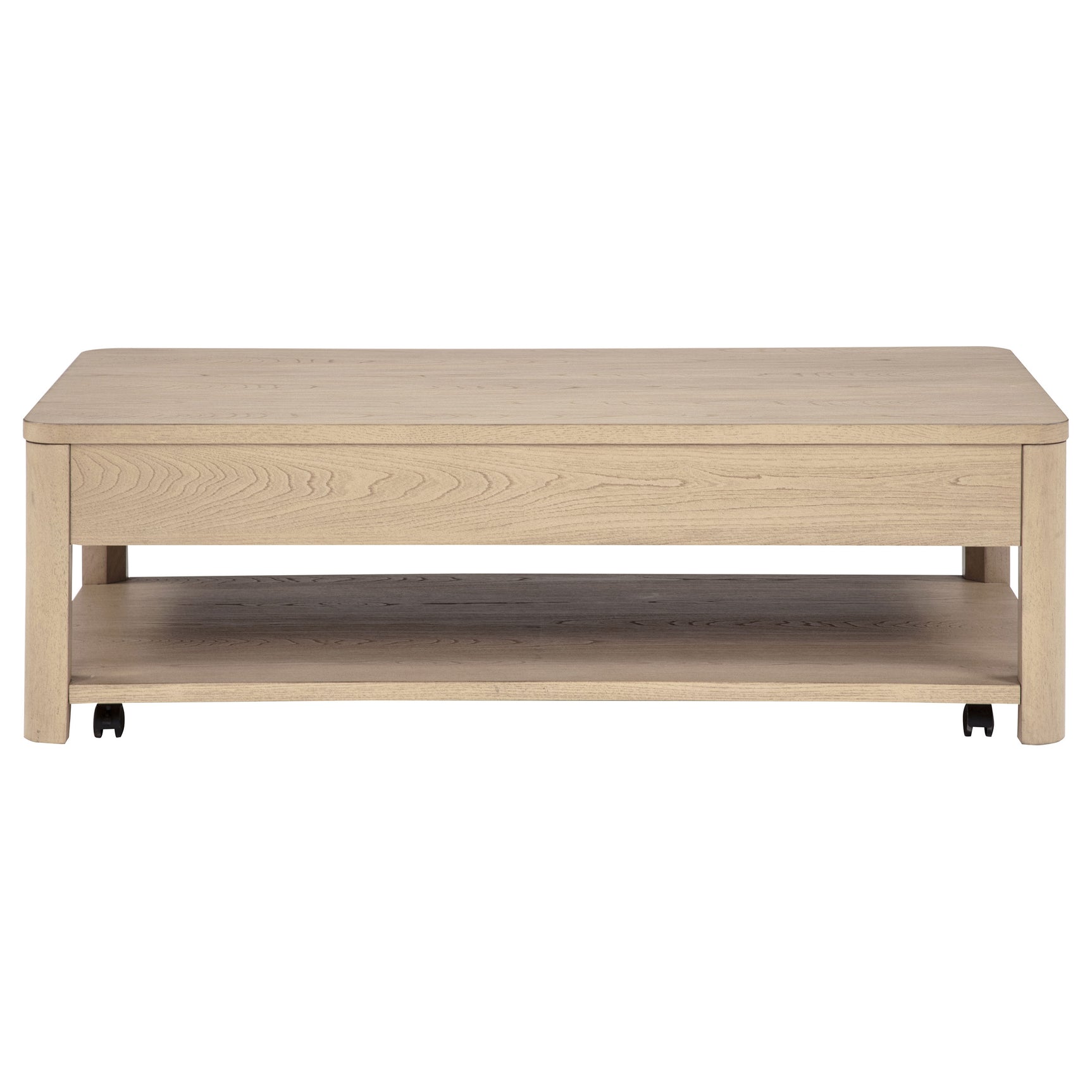 Marcelo Light Elm Wood Coffee Table with 2 Drawers and Shelf - Ornate Home