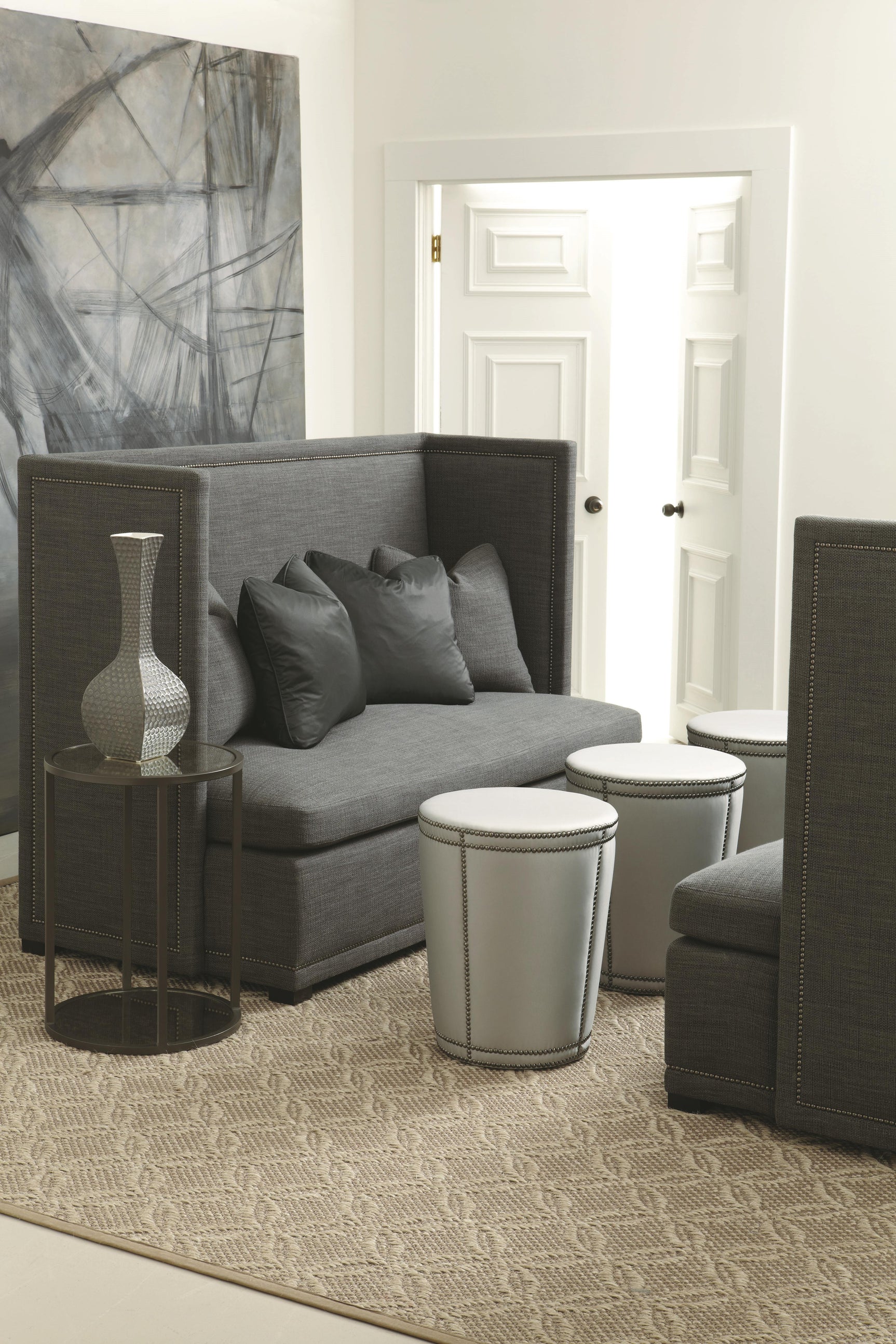 Marcourt White/Cream Fabric Banquette - Ornate Home