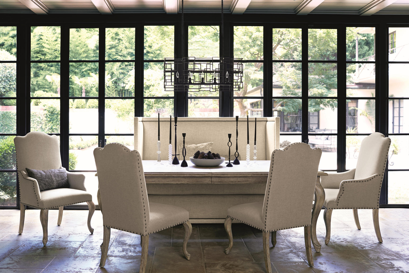 Marcourt White/Cream Fabric Banquette - Ornate Home