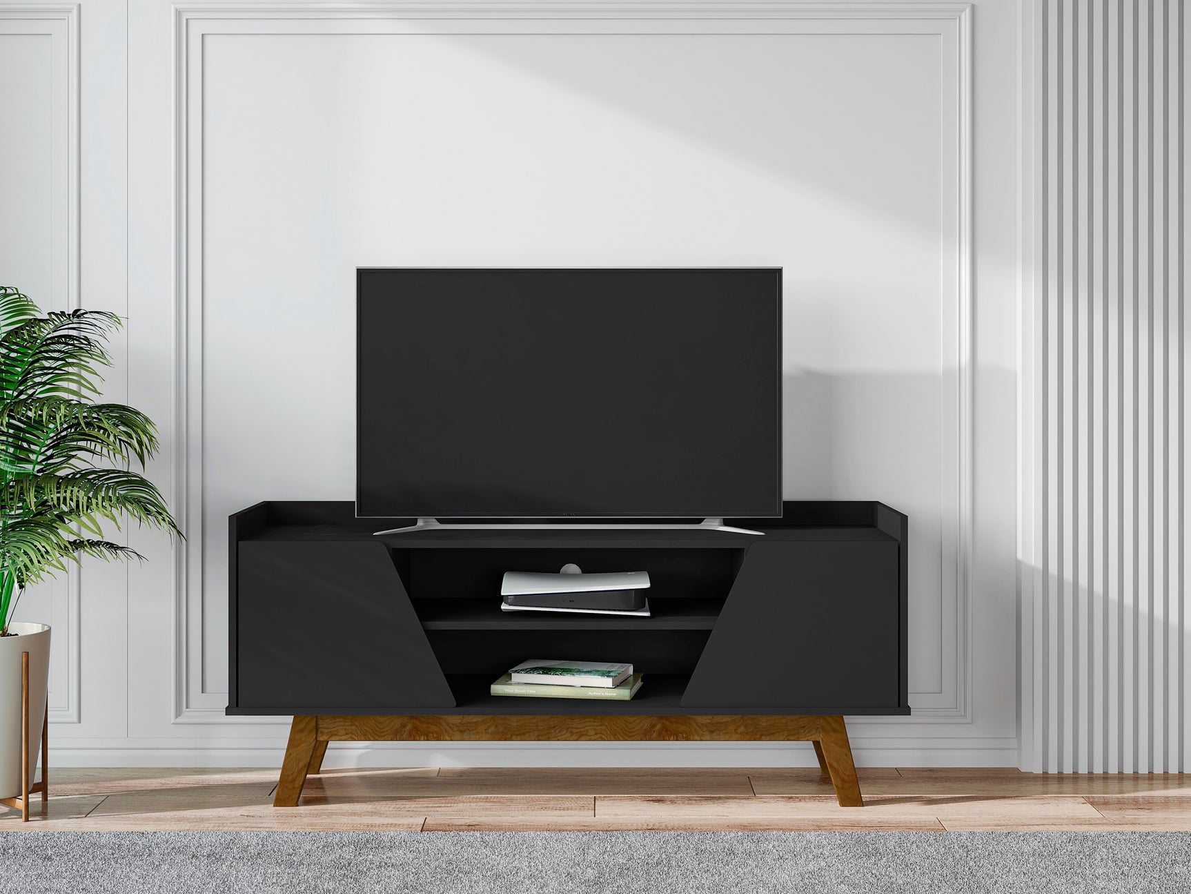 Marcus 53.14 TV Stand in Matte Black - Ornate Home