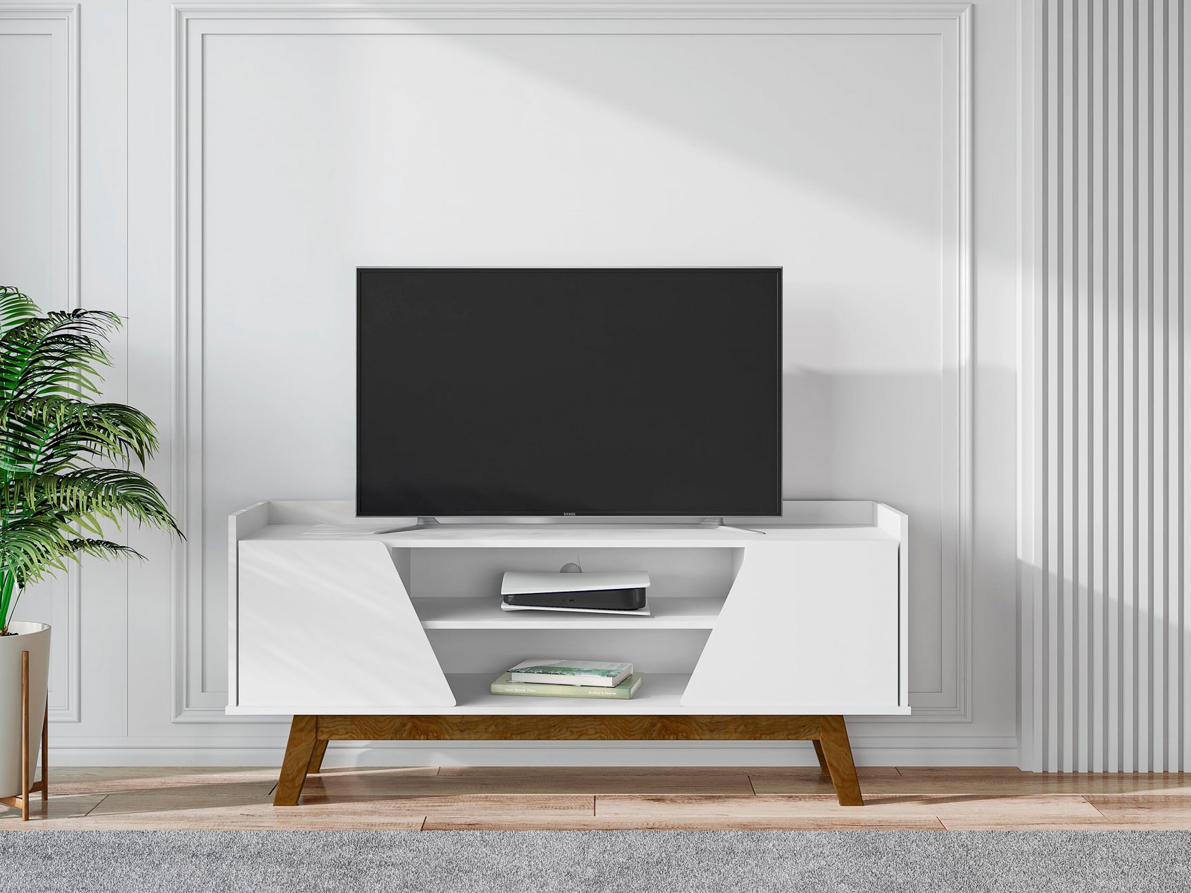 Marcus 53.14 TV Stand in White - Ornate Home