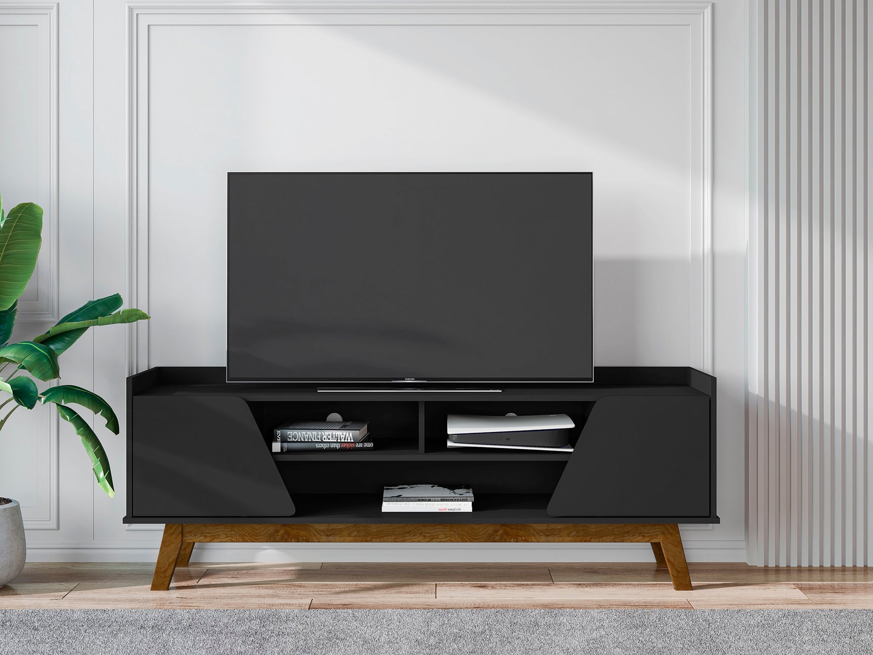 Marcus 62.99 TV Stand in Matte Black - Ornate Home