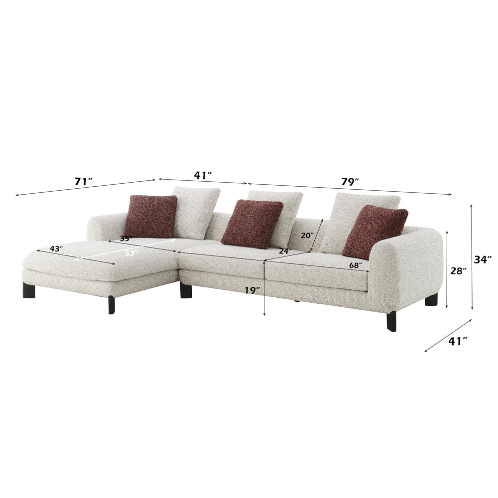 Mardi Maroon/Beige Sectional Sofa - Ornate Home