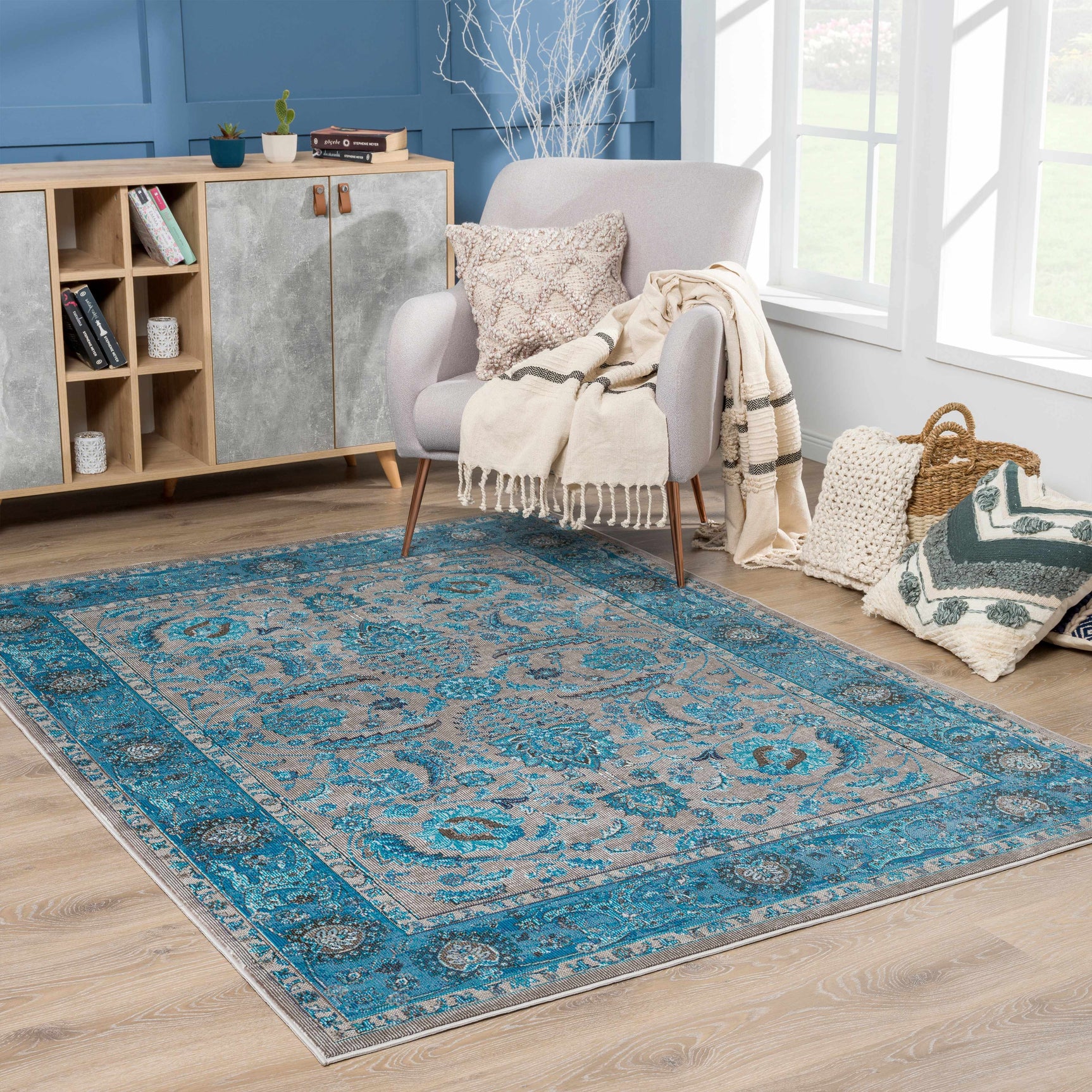 Mardina Turquoise Area Rug - Clearance - Ornate Home
